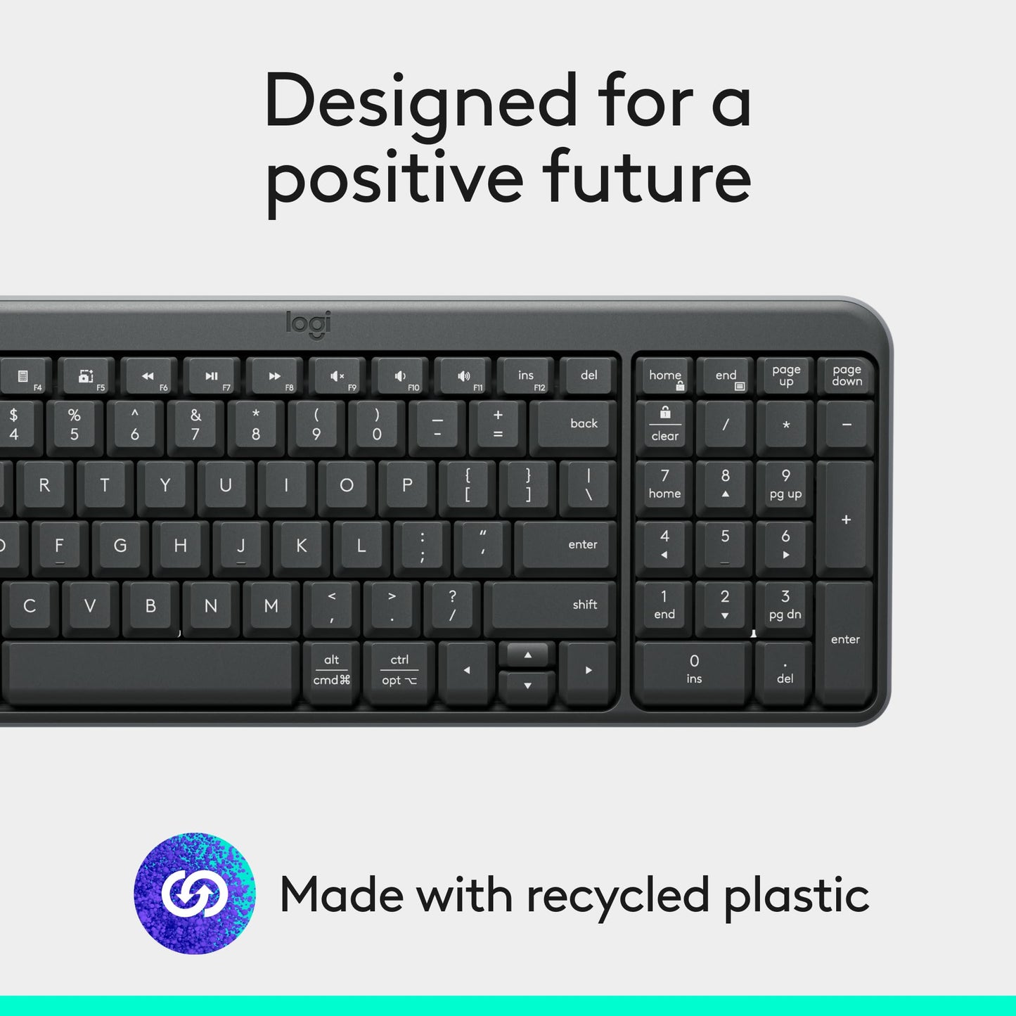 Logitech K250 Bluetooth Keyboard with Numpad, Easy Connectivity, Compact Wireless Keyboard Made with Recycled Plastic, Spill-Resistant, Comfortable Keys - Windows/MacOS - Graphite ๐ All In One Marketplace Canada