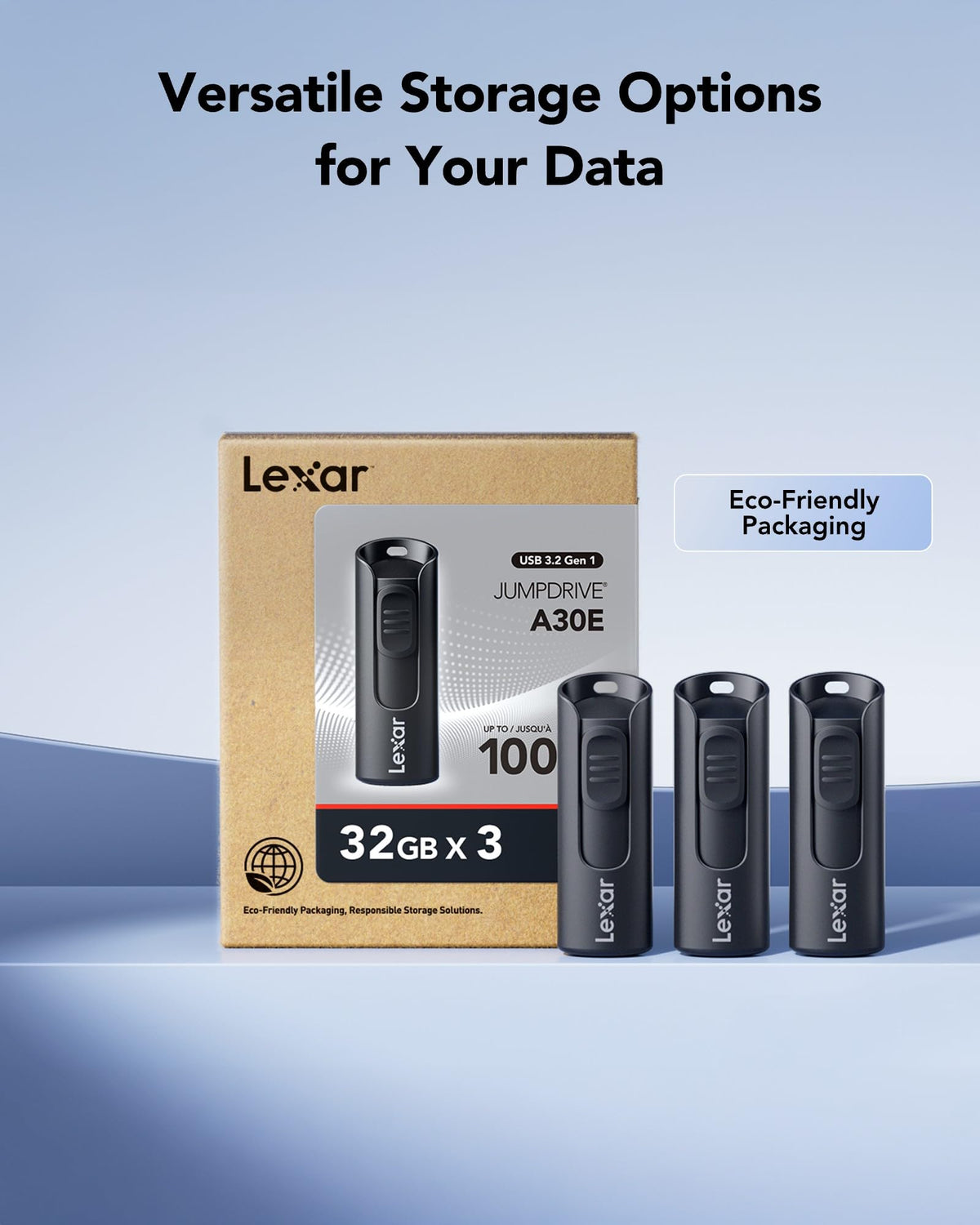 Lexar 32GB 3-Pack Flash Drive A30E USB 3.2 Gen 1, USB Drive up to 100MB/s, Storage Expansion and Backup for PC and Mac Systems ๐ All In One Marketplace Canada