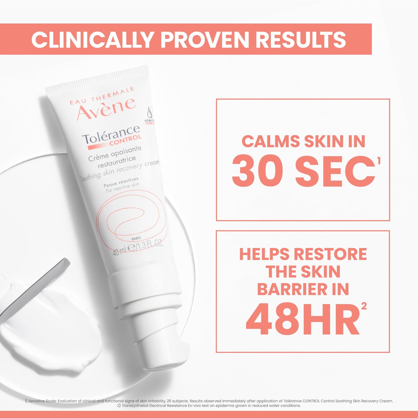Eau Thermale Avene Tolerance Control Soothing Skin Recovery Cream, For all Hypersensitive, Reactive, Intolerant and Allergic skin, Normal to Combination skin, Tube with Sterile Cosmetic pump, Day Cream, 40 ml ๐ All In One Marketplace Canada