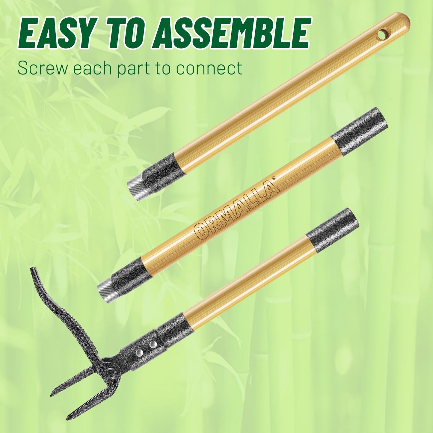 ORMALLA Weed Puller, 43.7in Long Handle Weed Remover, Dandelion Removal Tool, Natural Bamboo Handle and 4 Claws, Stand Up Garden Weed Root Remover, Pet Friendly (43.7in) ๐ All In One Marketplace Canada