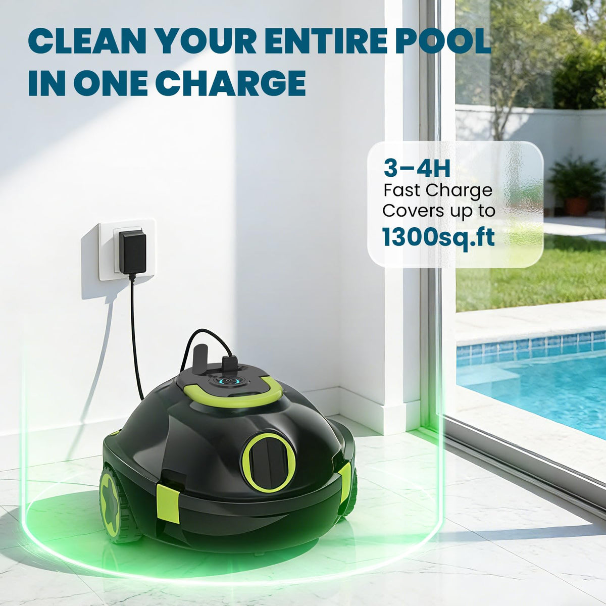 Robotic Pool Cleaner, Cordless Pool Vacuum for Above Ground & Inground Flat Pools with Dual Motors, 150 Min Runtime, Auto-Parking, Powerful Pool Vacuum Robot for Up to 1300 Sq.Ft (Moss) š All In One Marketplace Canada