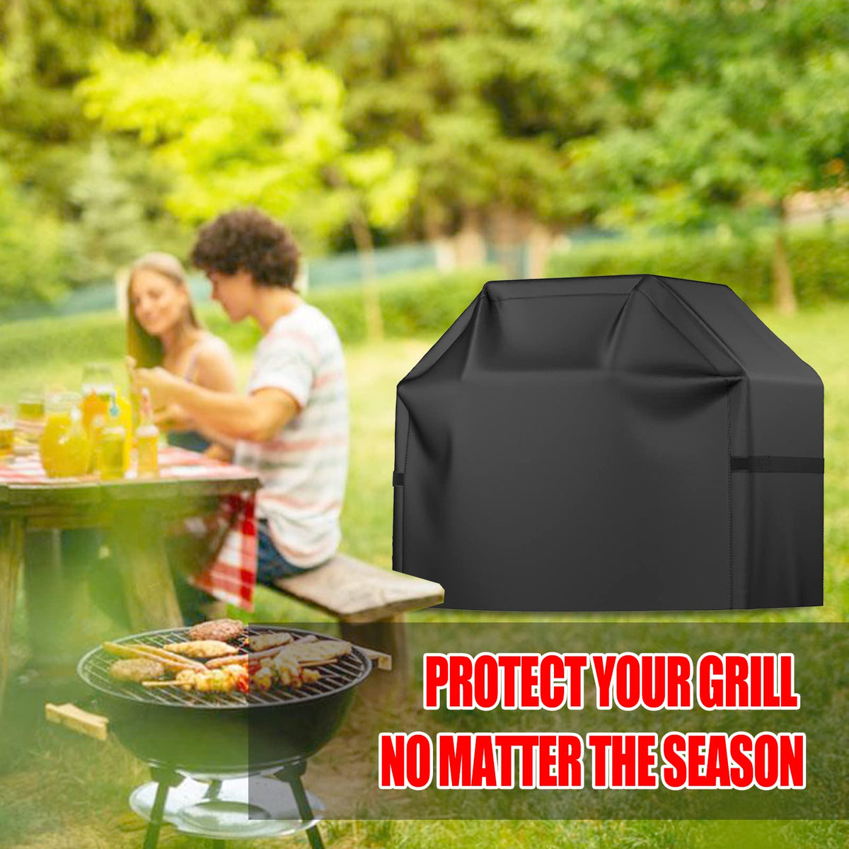 Grill Cover, 52 inch BBQ Gas Grill Cover Waterproof Weather Resistant, UV and Fade Resistant, UV Resistant Material for Weber Char-Broil Nexgrill Grills and More, Black ๐ All In One Marketplace Canada