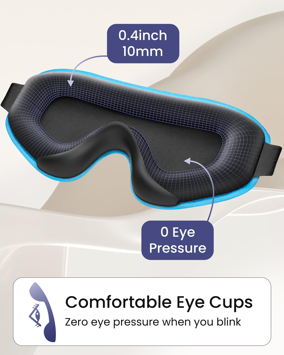 WAOAW Sleep Mask Blackout, Eye Mask for Sleeping - 3D Breathable Soft Comfortable, Adjustable Light Blocking Night Sleeping Mask(Blue) 🍁 All In One Marketplace Canada