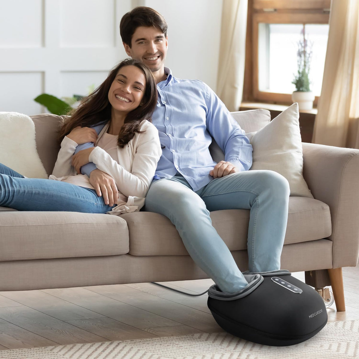 Medcursor Electric Shiatsu Foot Massager Machine with Soothing Heat, Deep Kneading for Foot Pain and Circulation, Multi-Level Settings & Air Compression, for Home or Office Use ๐ All In One Marketplace Canada