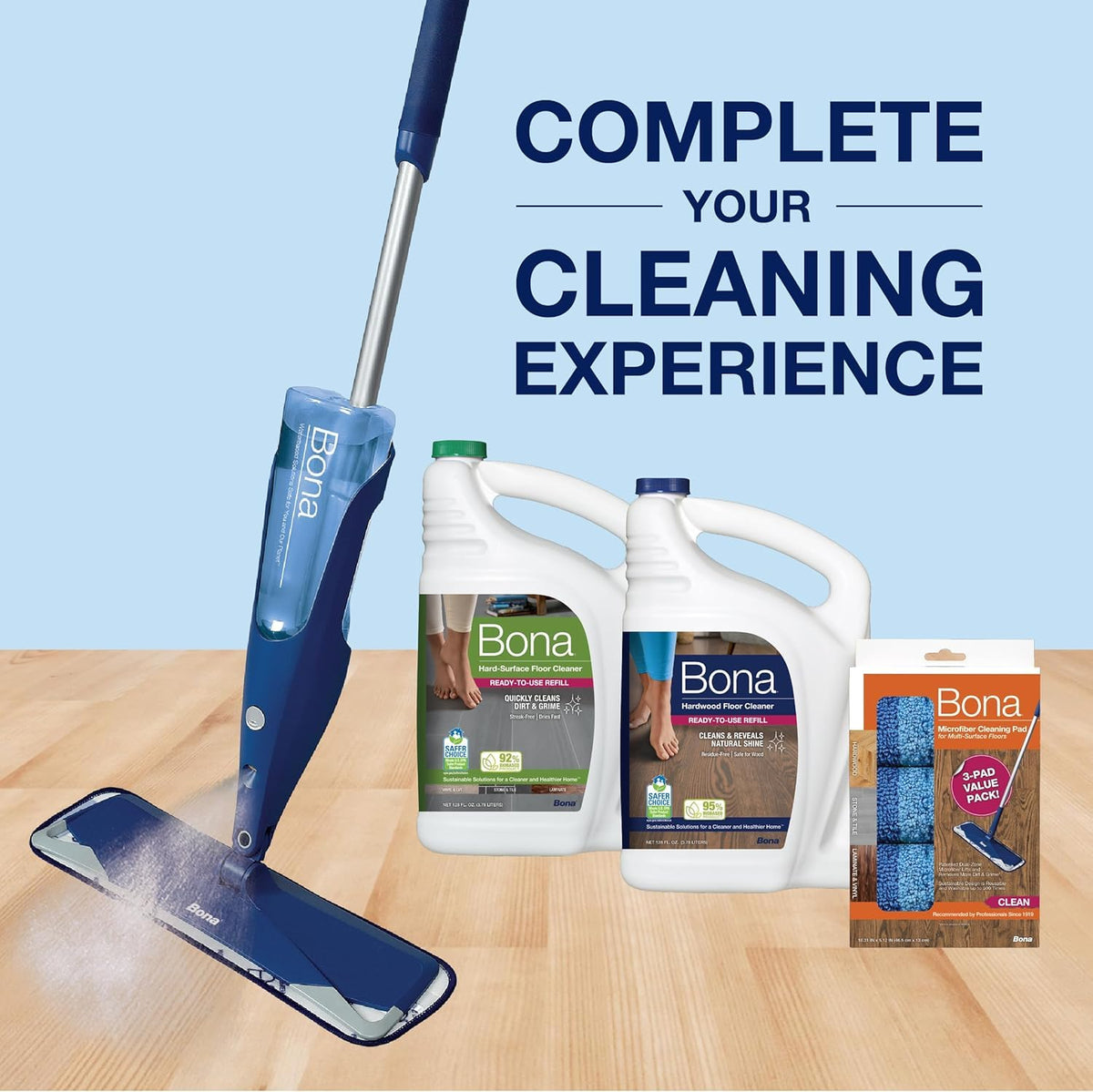 Bona Mop Microfiber Cleaning Pad for Hardwood & Hard Surface Floors - Value 3-Pack - For Use With Bona Mops - Dual Zone Cleaning ๐ All In One Marketplace Canada