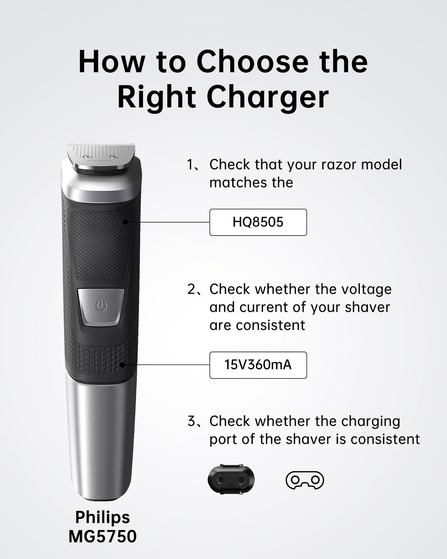 VHBW HQ8505 Charger for Philips Trimmer Shaver OneBlade 15V 0.36A 🍁 All In One Marketplace Canada