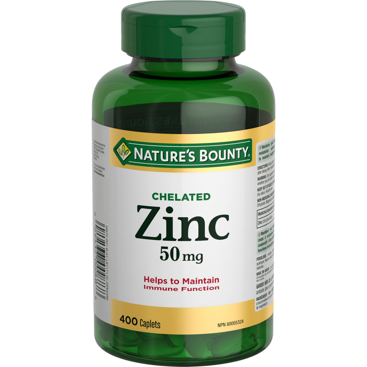 NATURE'S BOUNTY Zinc 50 mg, 400 Coated Caplets ๐ All In One Marketplace Canada