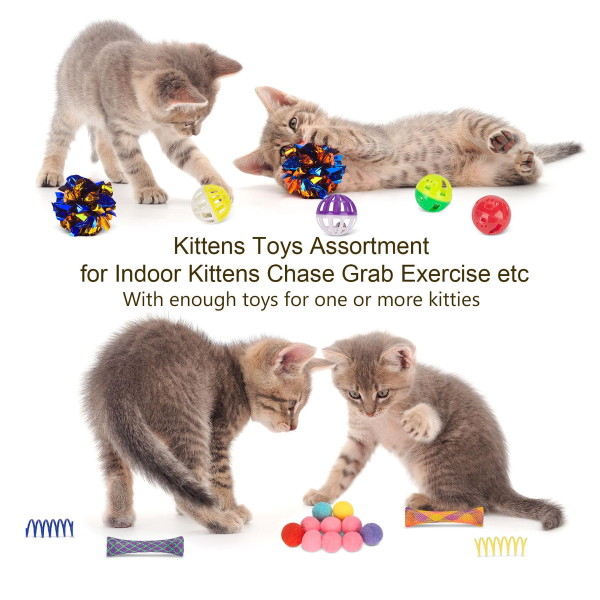 Retro Shaw Cat Toys Set 33 Pack, Cat Play Tunnel for Indoor Cats Kitty, Kitten Toys Include 2 Collapsible Cat Tunnels Tube Tent, Cat Feather Teaser Wand Springs Rainbow Bell Crinkle Ball Mouse Pompom š All In One Marketplace Canada