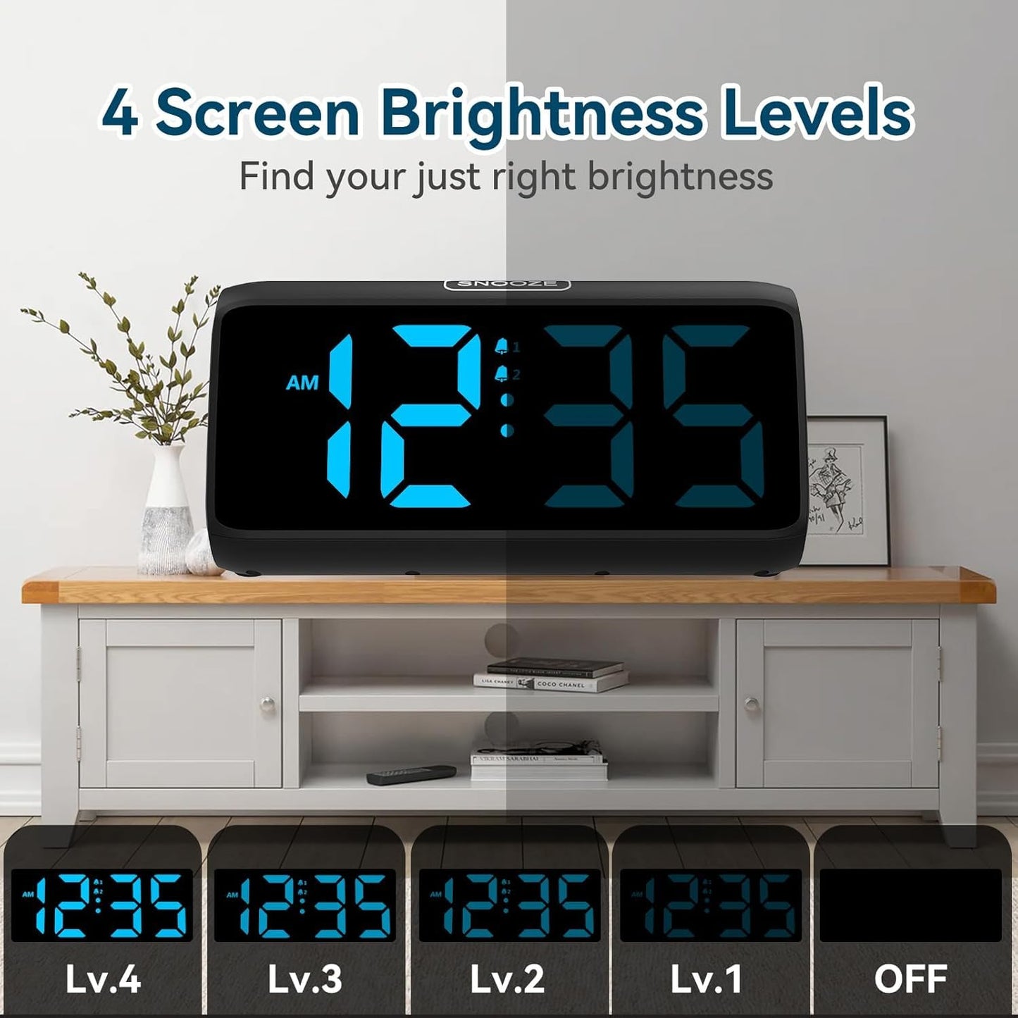 Netzu Loud Alarm Clocks for Bedrooms, Heavy Sleepers Alarm Clock with Dual Alarms, Bold Digits, 5 Dimmers, 4 Volumes, Snooze, Bedside Clock for Deep Sleepers Kids Teens Seniors, Plug in Clock ๐ All In One Marketplace Canada