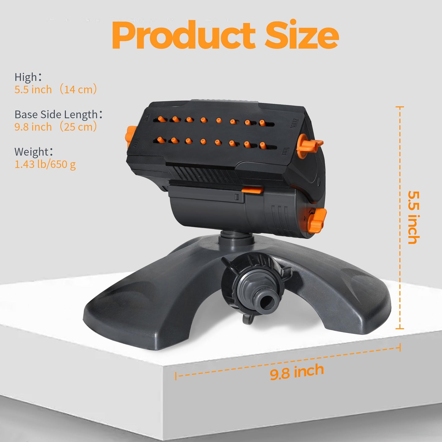 Diivoo Mini Turbo Oscillating Sprinkler, Garden Sprinkler with Large Base, Water Sprinkler for Yard, Adjustable Width, Range and Flow Rate, 16 Nozzles, Grey ๐ All In One Marketplace Canada