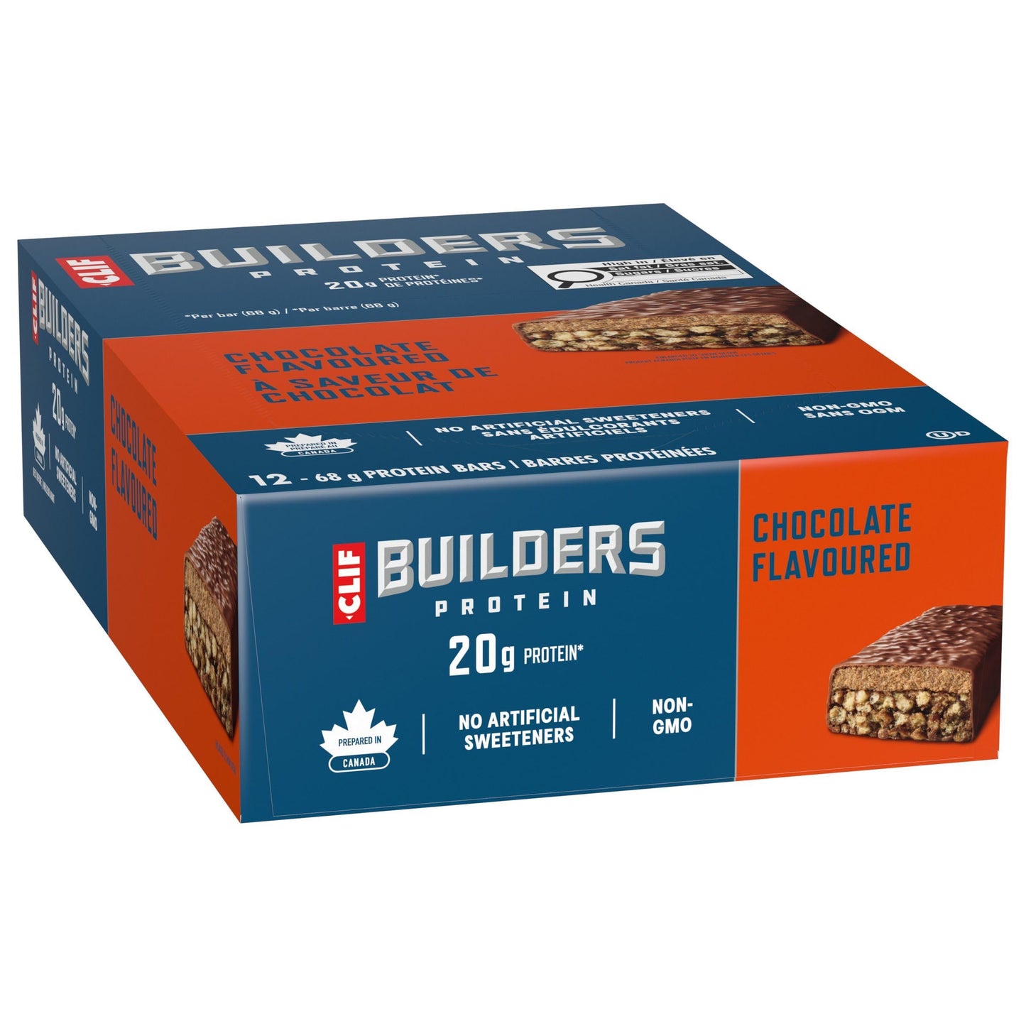 CLIF BUILDERS Protein Bars, Chocolate Flavour, 20g of Protein, Prepared in Canada, Gluten Free, No Artificial Sweeteners, 68 g (Pack of 12) ๐ All In One Marketplace Canada