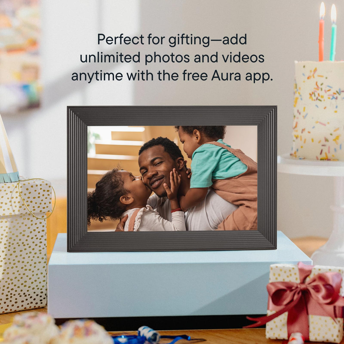Aura Carver WiFi Digital Picture Frame | The Best Digital Frame for Gifting | Send Photos from Your Phone | Quick, Easy Setup in Aura App | Free Unlimited Storage | Gravel with White Mat ๐ All In One Marketplace Canada