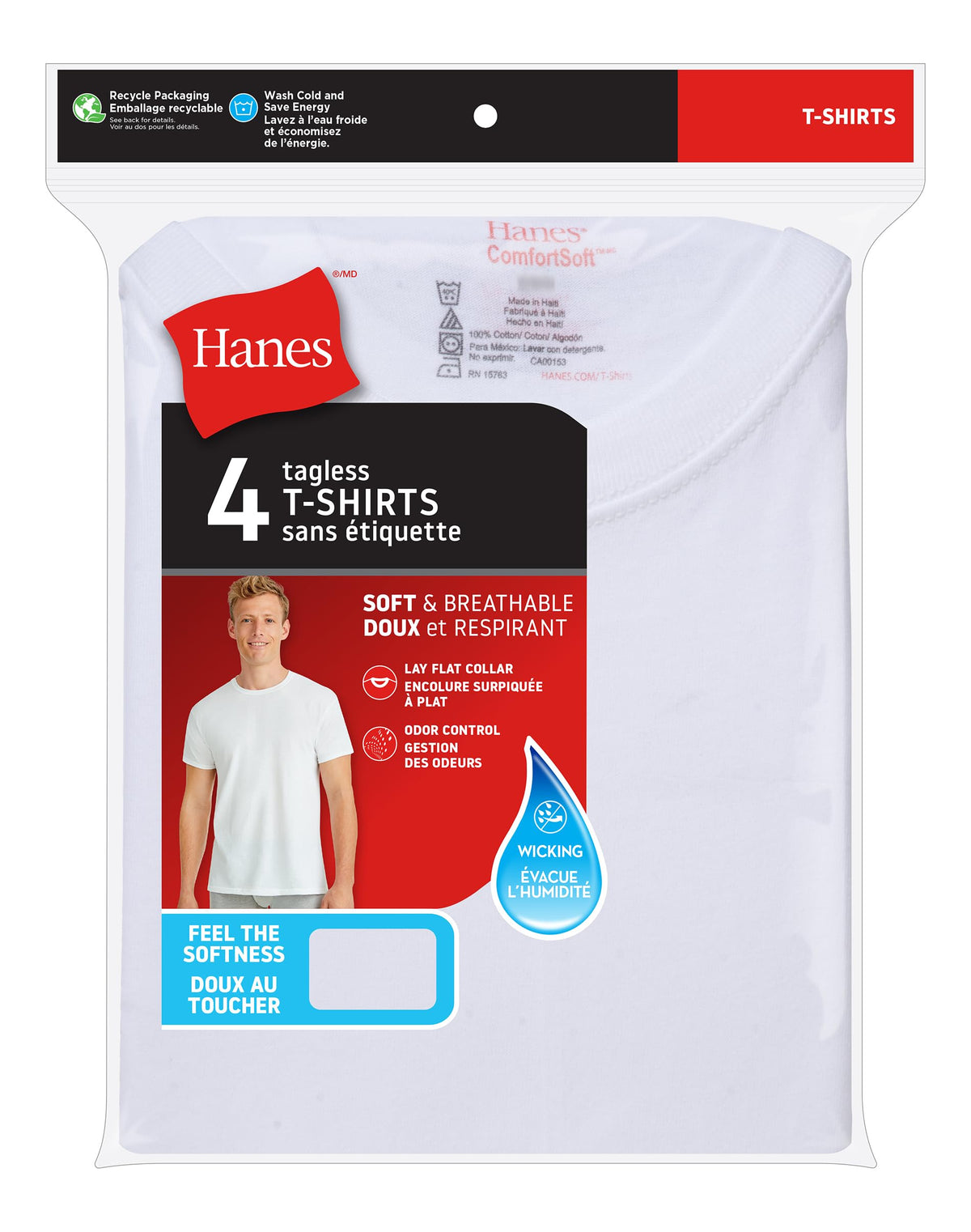 Hanes Mens ComfortSoft 4 Pack Cotton Crewneck T-Shirt. Undershirts, White, 3X-Large US ๐ All In One Marketplace Canada