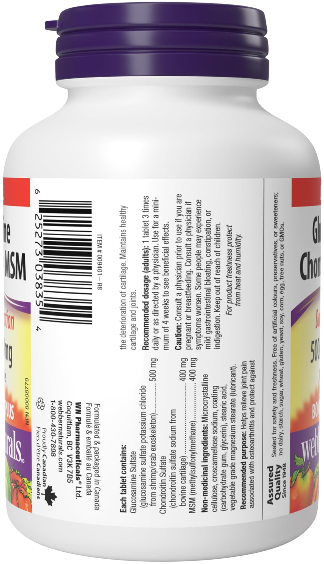 Webber Naturals Glucosamine Chondroitin MSM, Double Strength, 120 Tablets, Helps Relieve Joint Pain Associated with Osteoarthritis ๐ All In One Marketplace Canada