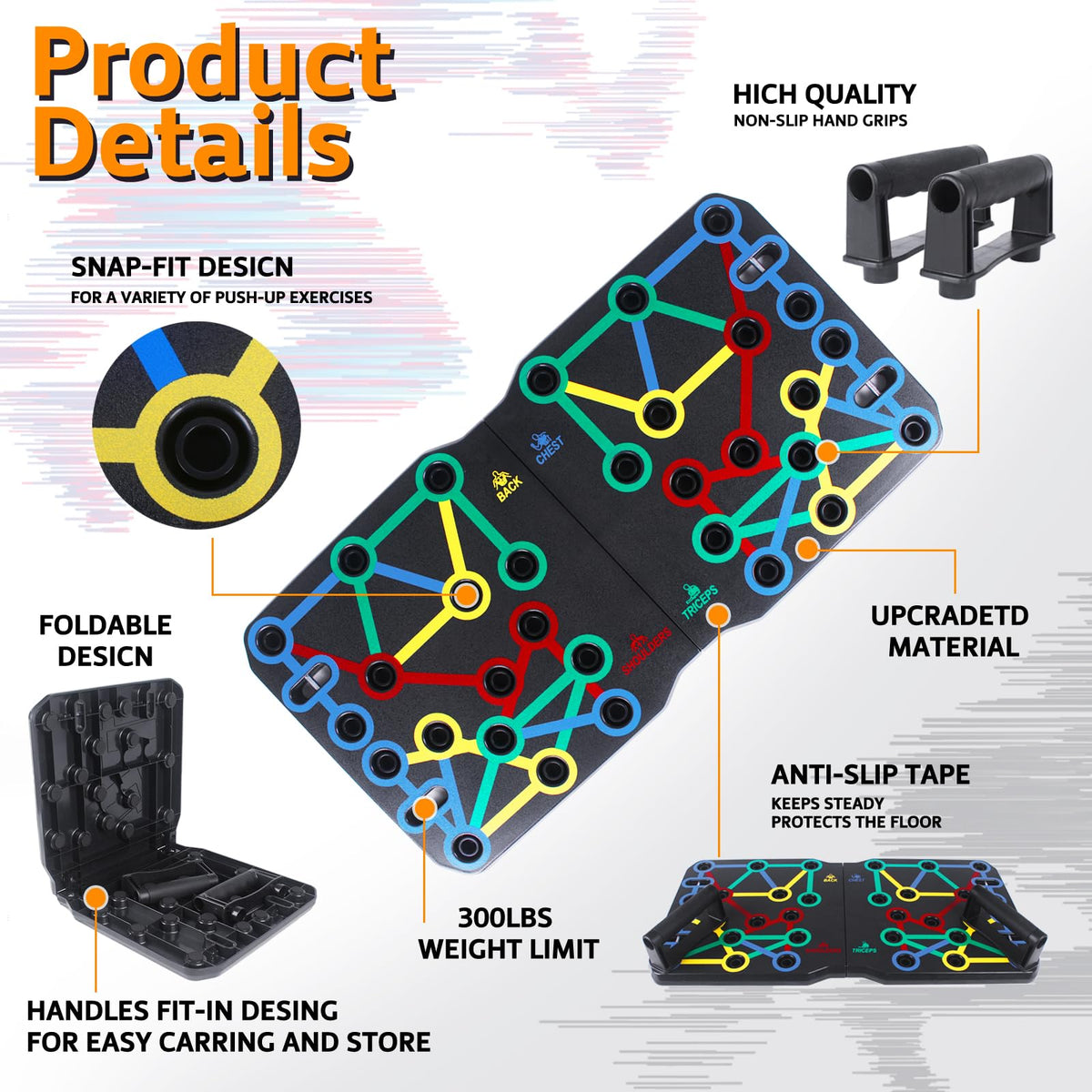 AERLANG Push Up Board-Large PushUps Portable Multi-Function Foldable Push Up Bar, Easy to Use Push up Handle Push Up Strength Training Push Up Stands Home Workout Equipment đ All In One Marketplace Canada