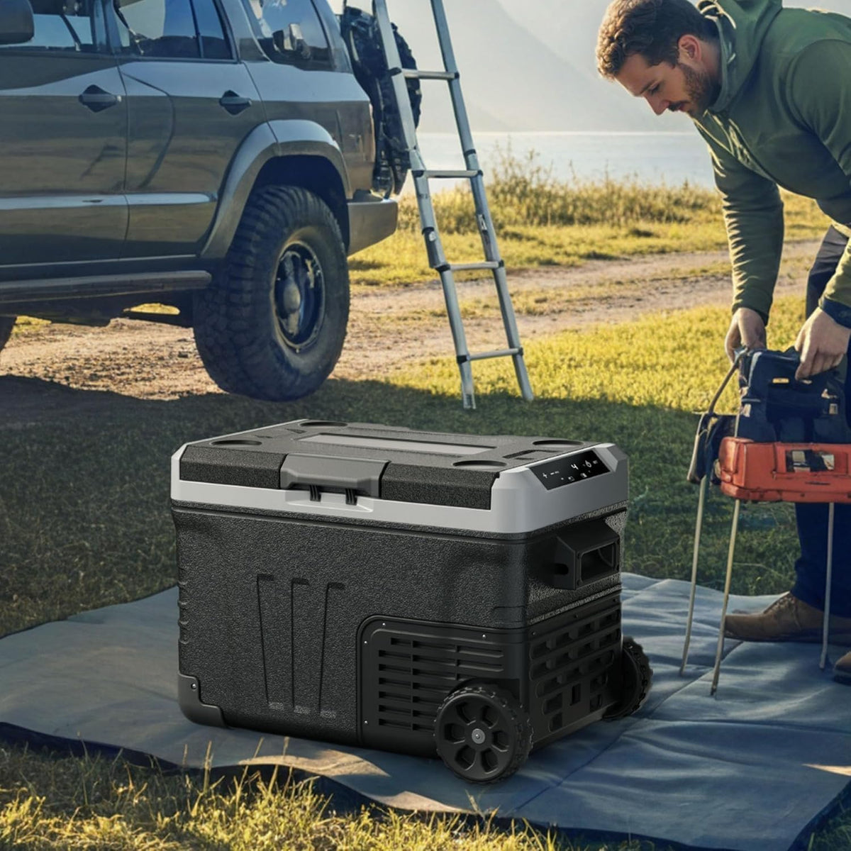 EUHOMY 12 Volt Refrigerator, 53QT(50L) Electric Cooler, Portable Freezer 12V/24V DC 100-240V AC, 12V Fridge -4โ~68โ, 12V Cooler with Wheels & 2 Baskets for Travel,Camping,Truck,Boat ๐ All In One Marketplace Canada