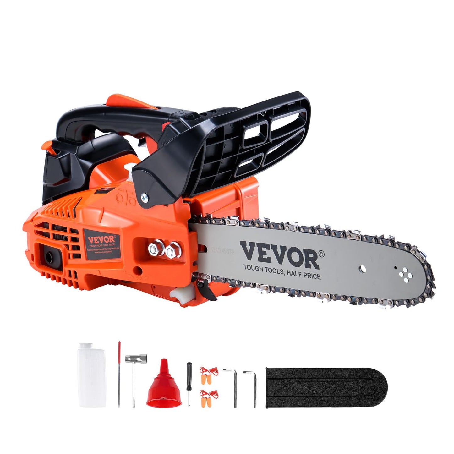 VEVOR Gas Chainsaw, 25.4CC 12" 1.2HP, Gasoline Powered Chain Saw, Handheld Cordless Petrol Chainsaws for Tree Wood Branch Cutting, Tree Trimming, Land Clearing, Farm Garden Ranch Forest Cutting Use π All In One Marketplace Canada