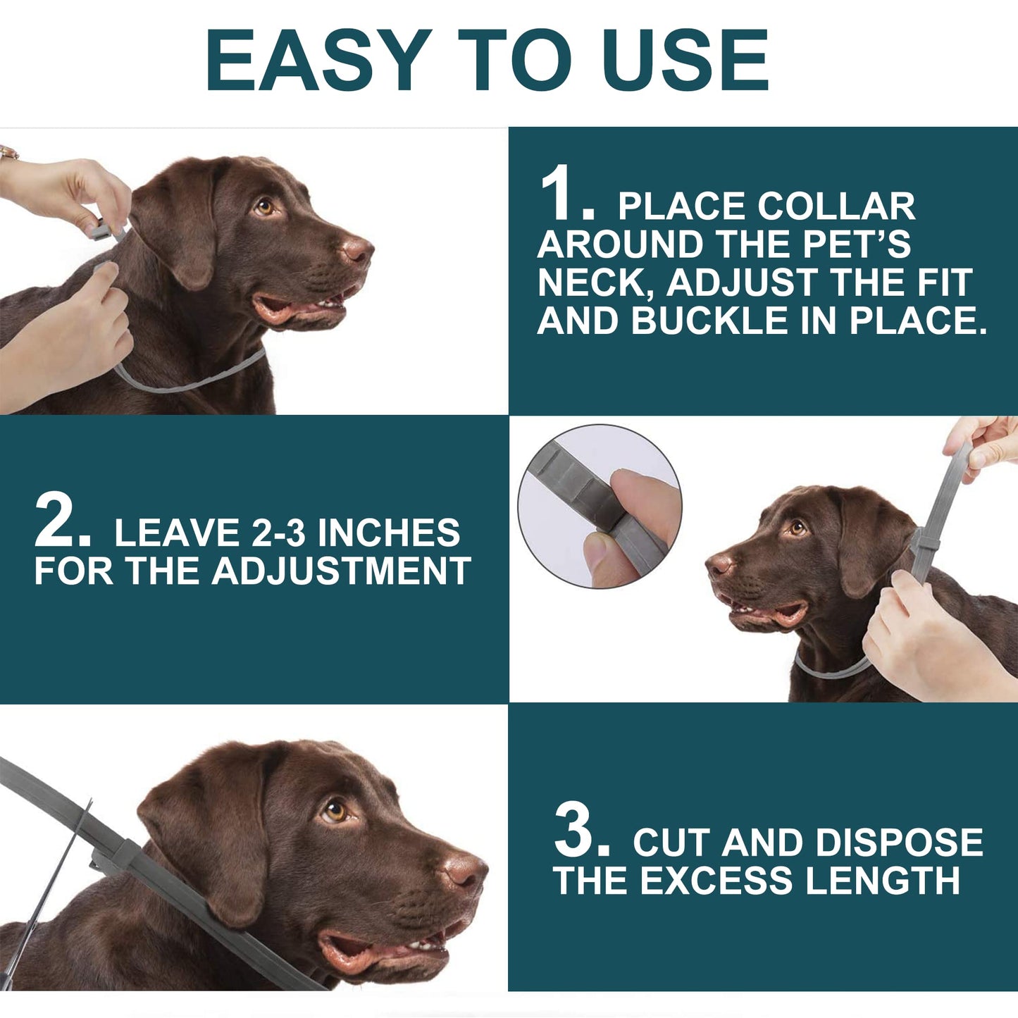 2 Pack Adjustable Collars for Dog, Prevention for 16 Months, Waterproof, 63.5cm for Small, Medium and Large Dogs, Over 7 Weeks Old Use ๐ All In One Marketplace Canada