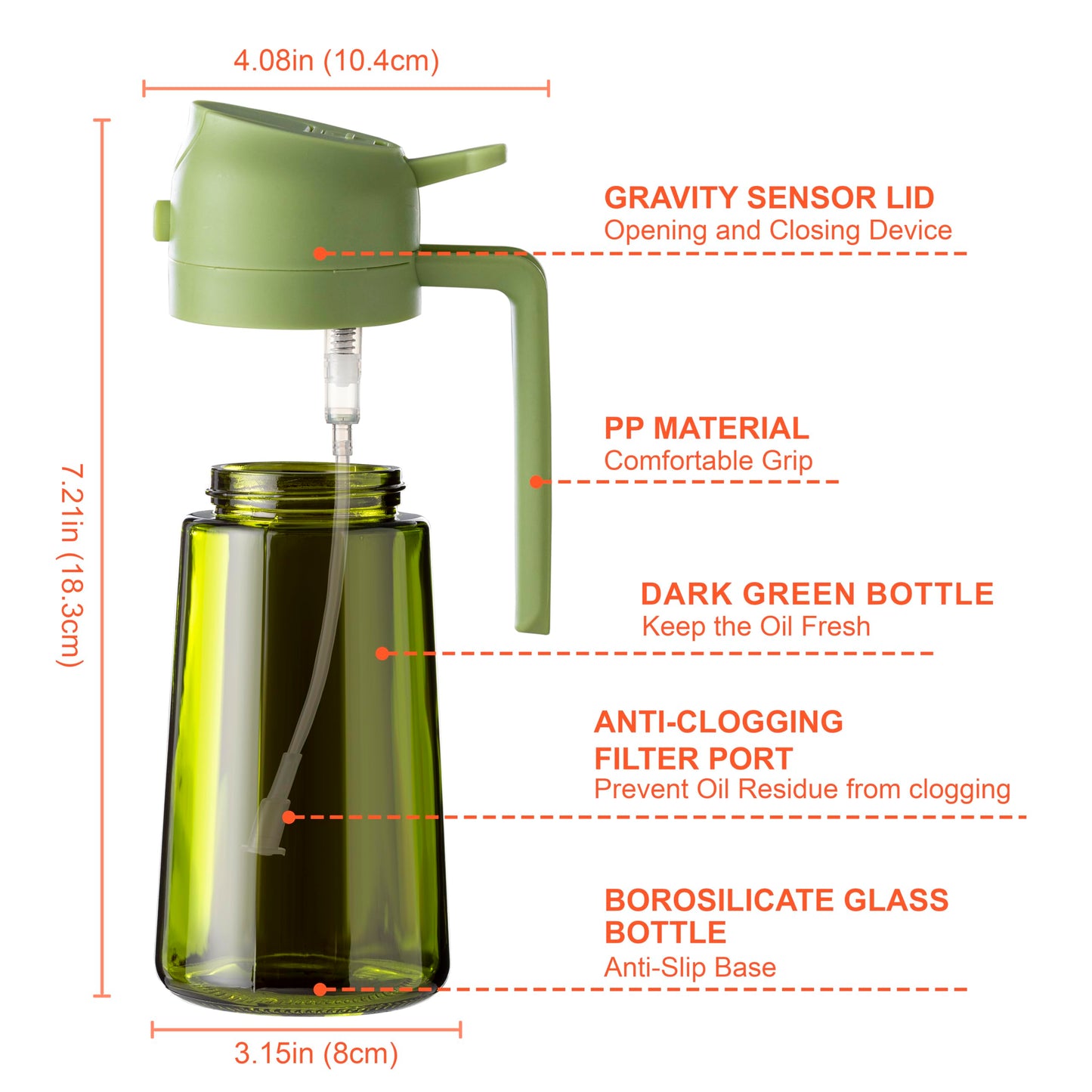 CXINYI 16oz/470ml Olive Oil Dispenser Bottle with Stickers - 2 in 1 Olive Oil Spray Bottle, Air Fryer & Salad, Light-Proof Glass Kitchen Gadgets, Black&Green ๐ All In One Marketplace Canada