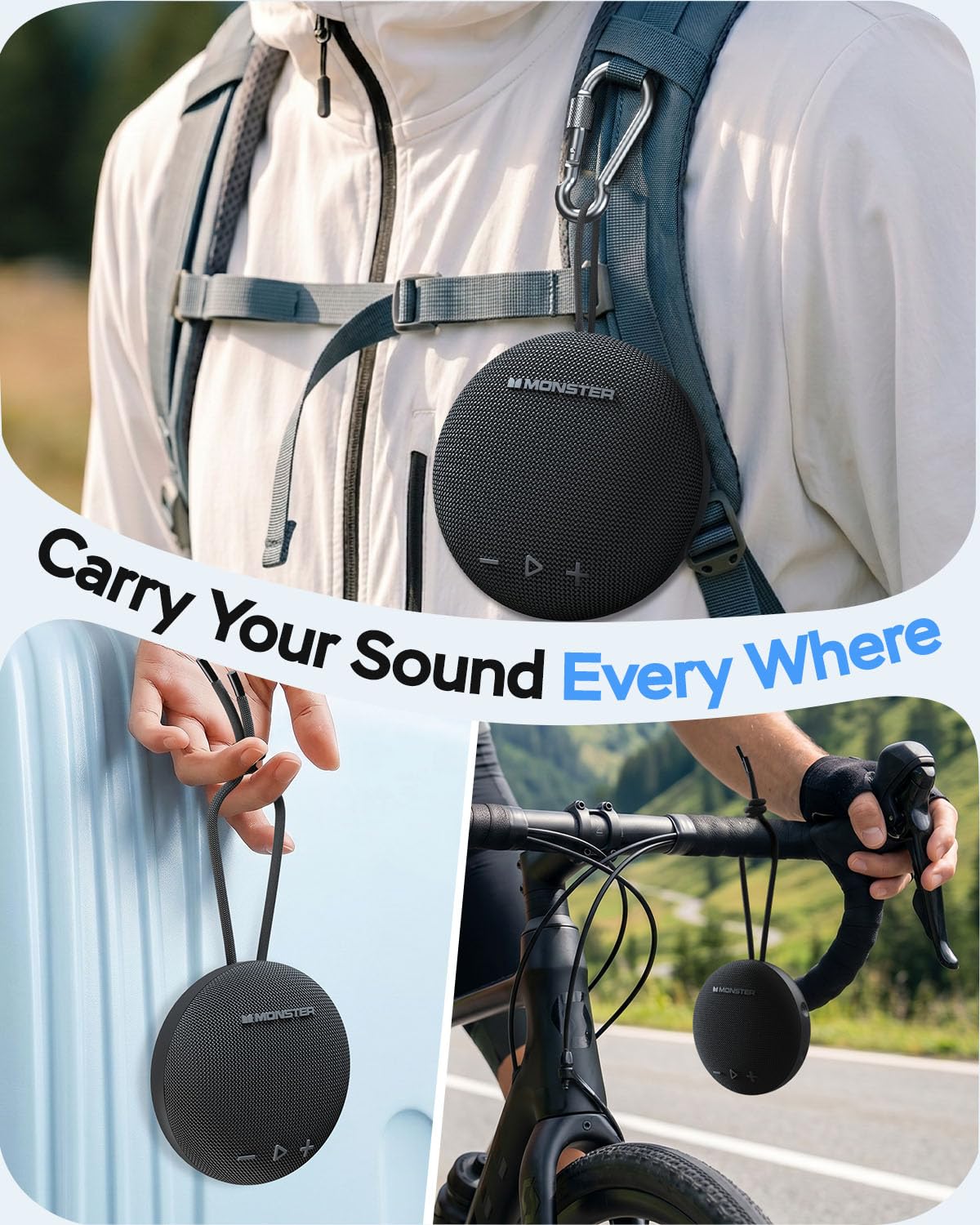 Monster Bluetooth Speaker, IPX8 Shower Speaker Waterproof, Bluetooth 5.4 with Loud HD Sound and Robust Bass, Extra Long Playtime Punchy, for Home, Beaches Portable Wireless Outdoor Speakers ๐ All In One Marketplace Canada