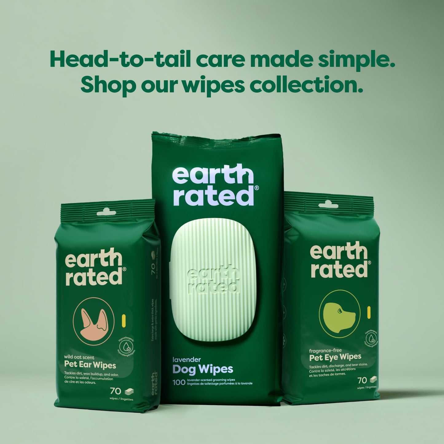 Earth Rated (A Canadian Company) Pet Wipes for Dogs and Cats, Hypoallergenic, Cleaning and Hydrating, for Grooming Paws, Body and Butt, Unscented, 400 Count ๐ All In One Marketplace Canada