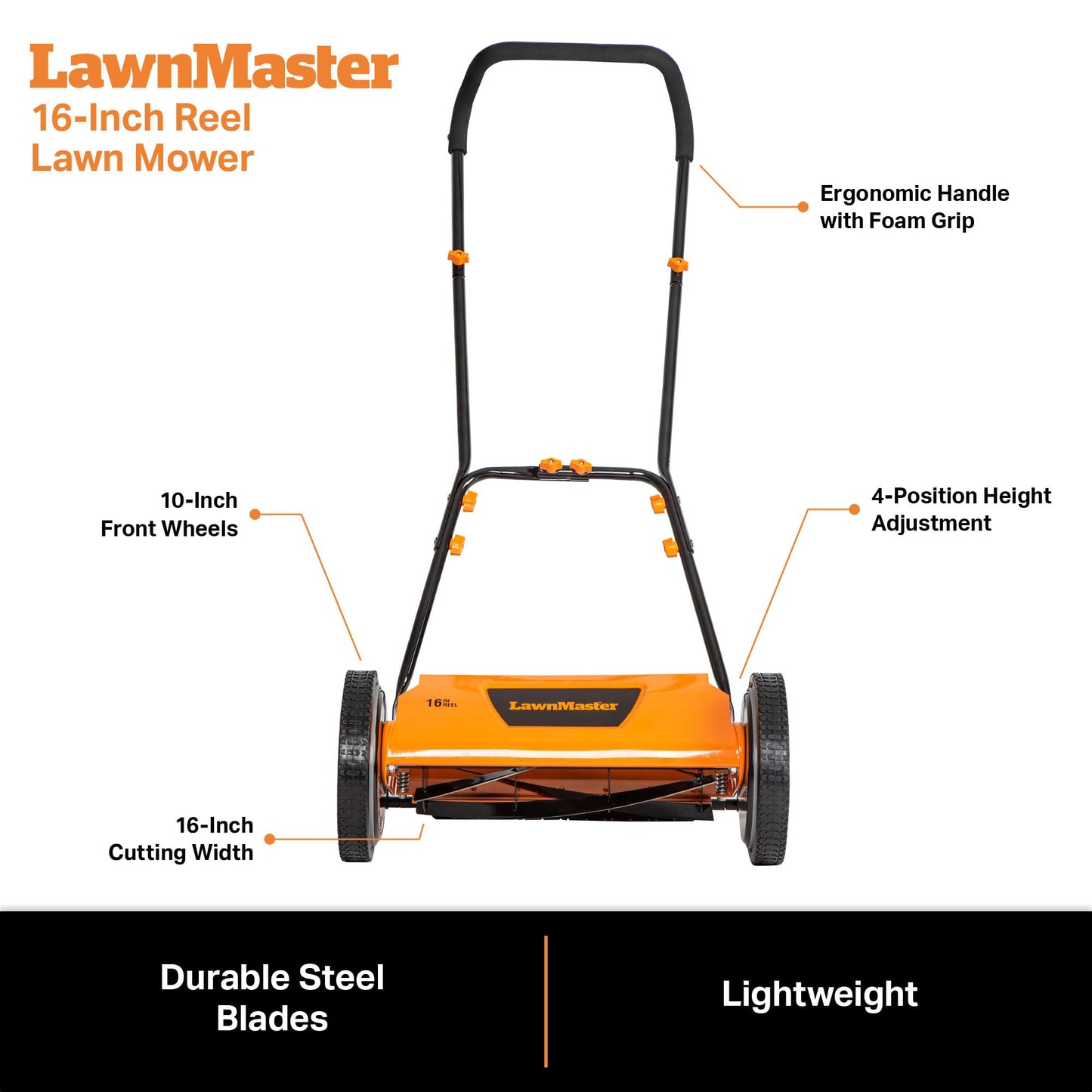 LawnMaster LMRM1602 Push Reel Lawn Mower 16-Inch 5-Blade ๐ All In One Marketplace Canada
