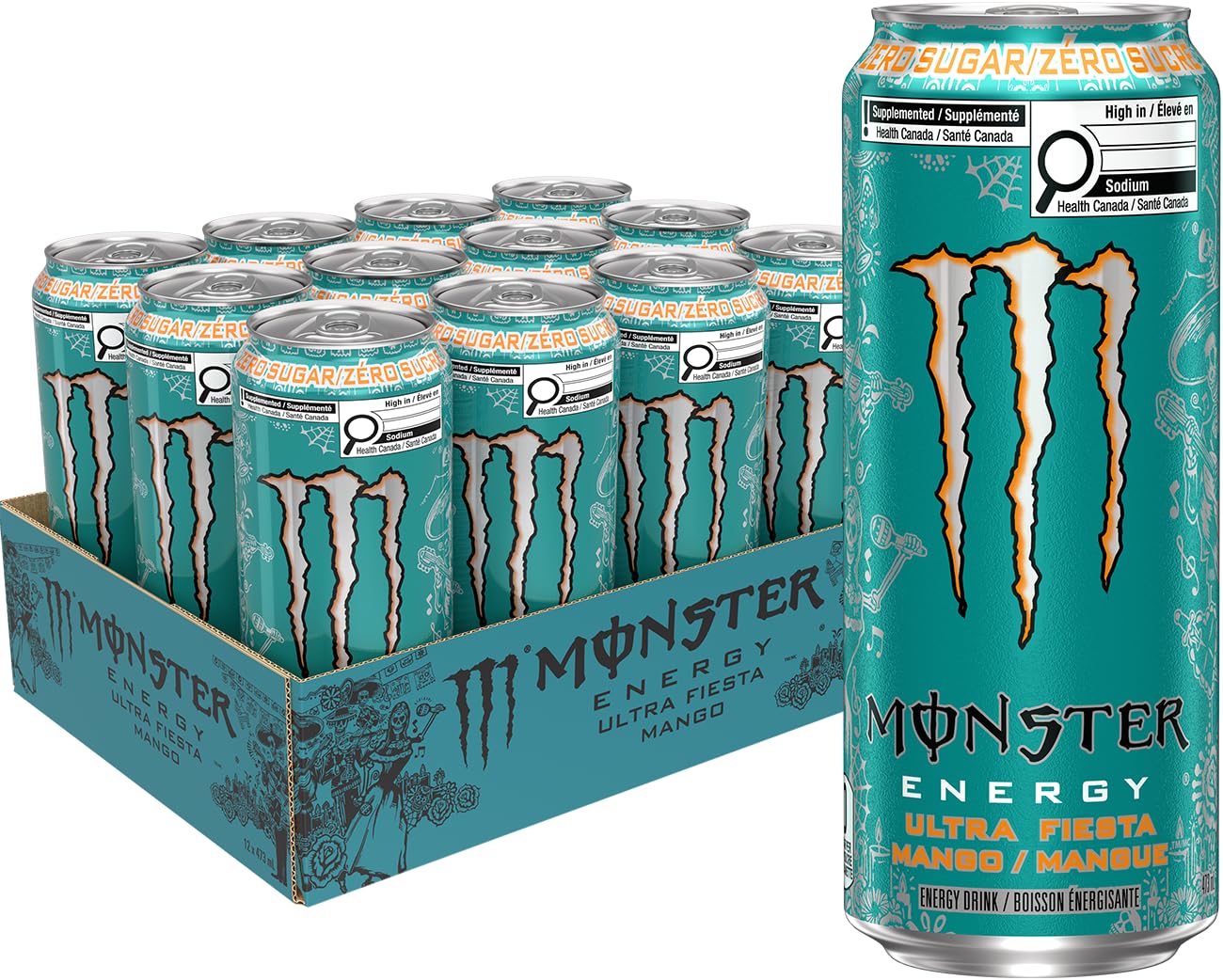 MONSTER ENERGY, Ultra Fiesta, 473 mL Cans (12 Pack) β Zero Sugar Energy Drink π All In One Marketplace Canada