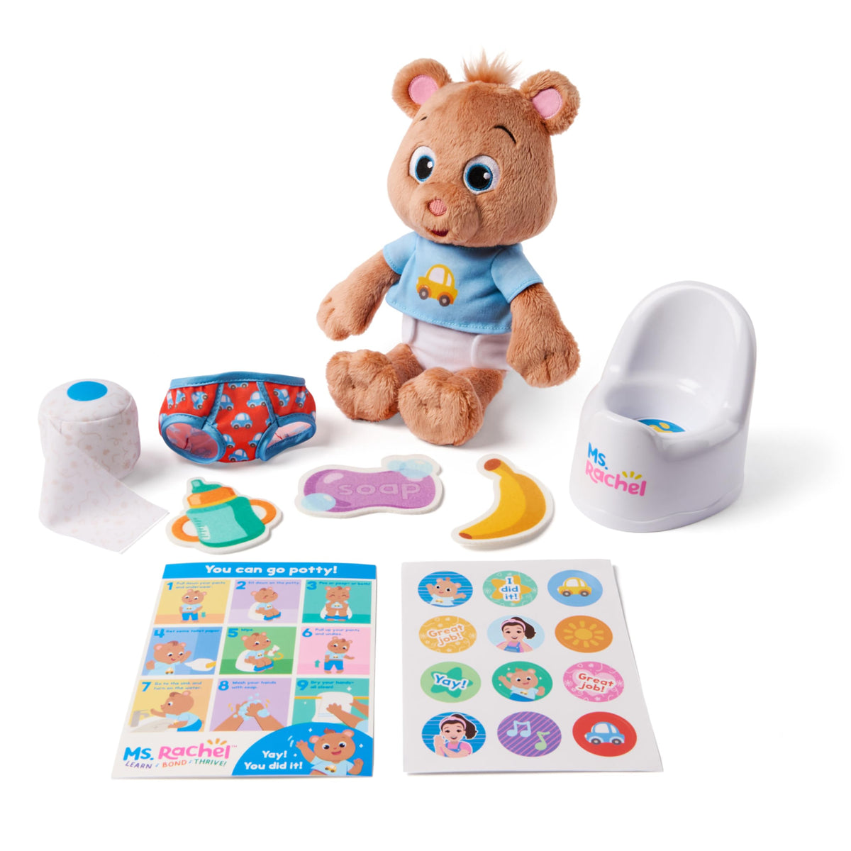 Ms. Rachel Potty Time with Bean, 11โ Plush Teddy Bear with Play Toilet & Accessories, Toddler Toys for Girls & Boys for Ages 18 Months to 3+ ๐ All In One Marketplace Canada