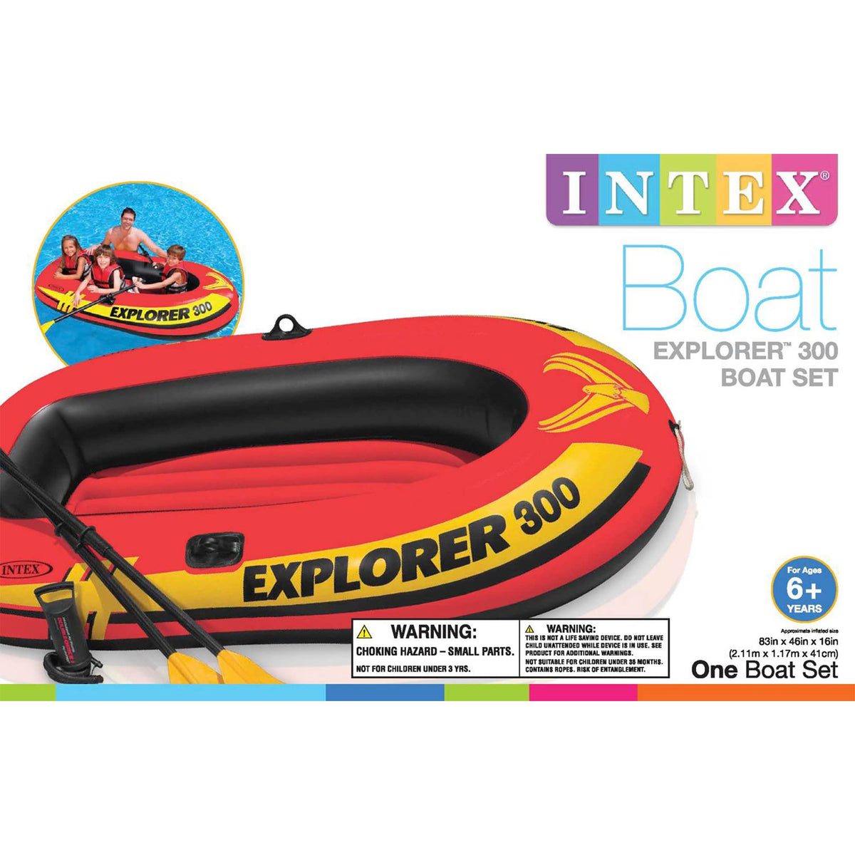 INTEX 58332EP Explorer 300 Inflatable Boat Set: Includes Deluxe Boat Oars and Mini Hand Pump โ Dual Air Chambers โ Grab Rope โ 3-Person โ 410lb Weight Capacity ๐ All In One Marketplace Canada