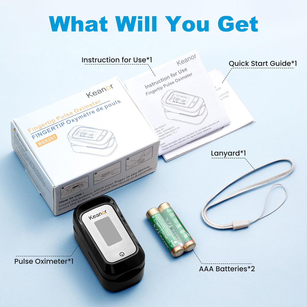 Pulse Oximeter, Oxygen Meter Finger Monitor with Alarm & PI, Finger Pulse Oximeter for SpO2 Blood Oxygen Saturation & Heart Rate, Portable O2 Monitor for Adults & Kids, Batteries & Lanyard Included π All In One Marketplace Canada
