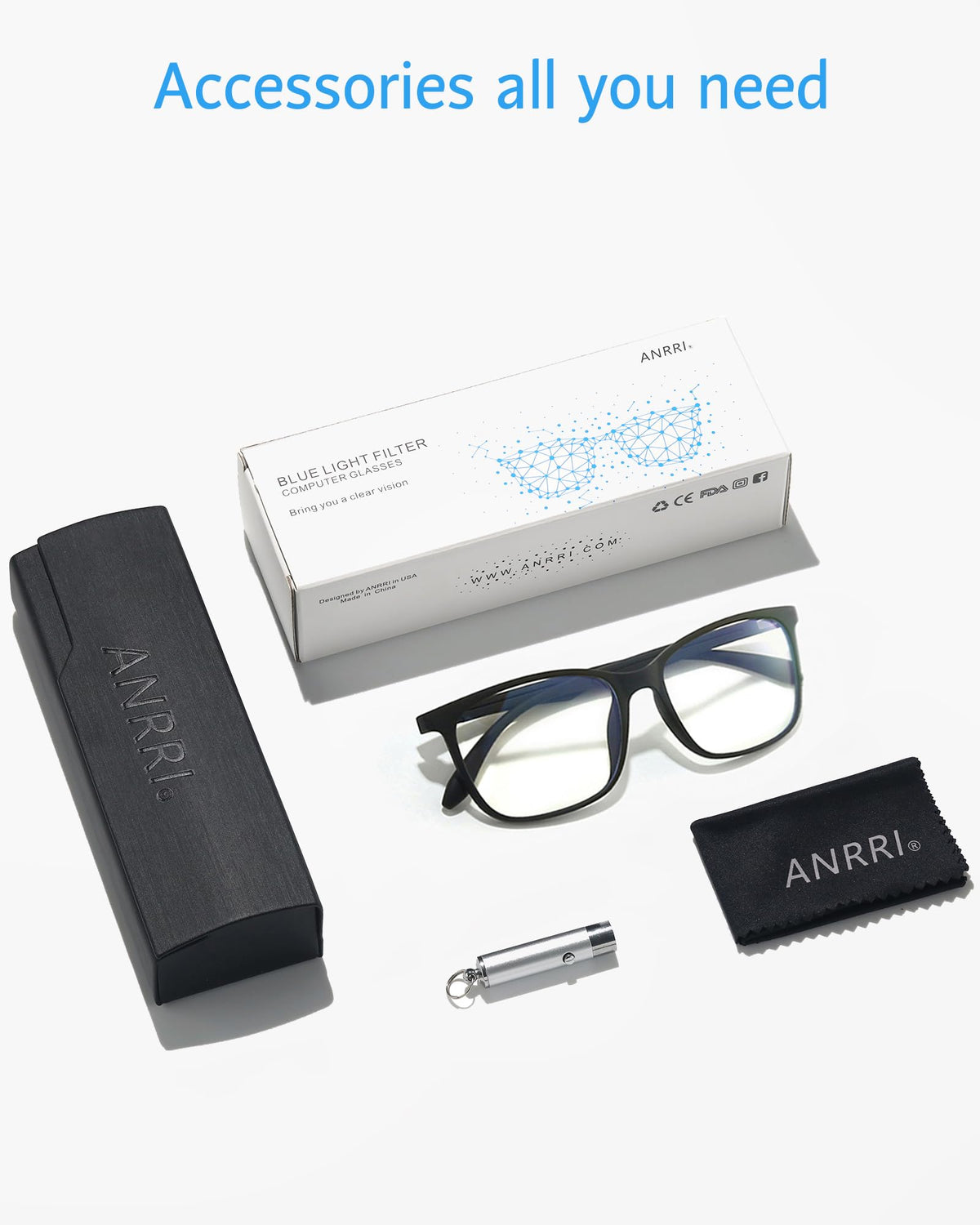 ANRRI Blue Light Blocking Glasses for Computer Use, Anti Eyestrain Lens Lightweight Frame Eyeglasses, Black, Men/Women ๐ All In One Marketplace Canada