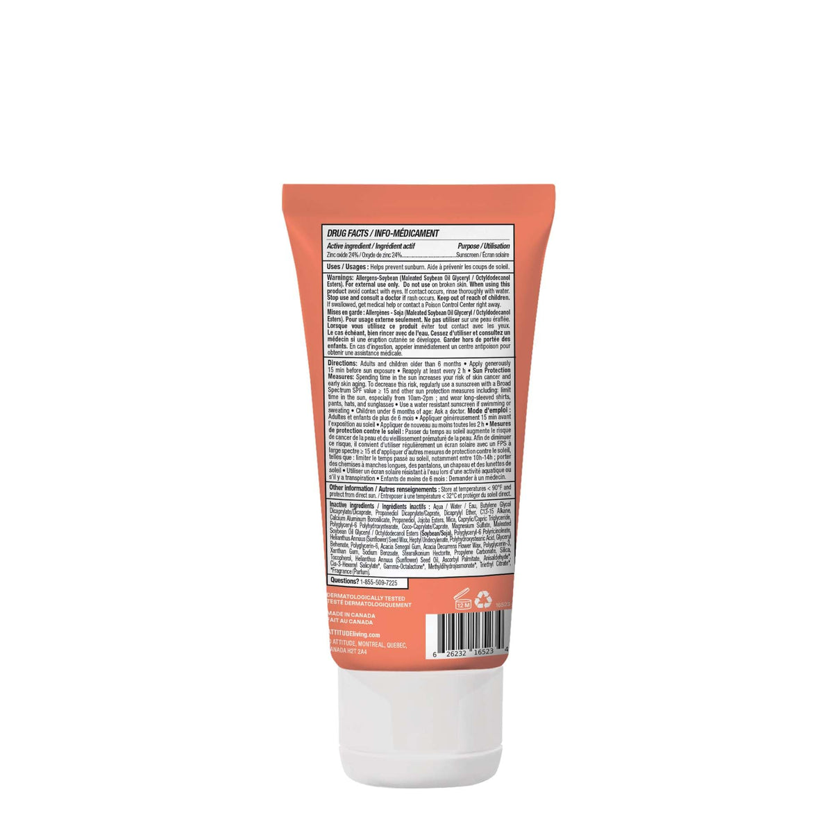 ATTITUDE Mineral Sunscreen SPF 50, Broad Spectrum Zinc Oxide, EWG Verified, Mineral-Based, Non-Nano, Lightweight Cream, Vegan, Tropical Coco Scent, 80 grams ๐ All In One Marketplace Canada