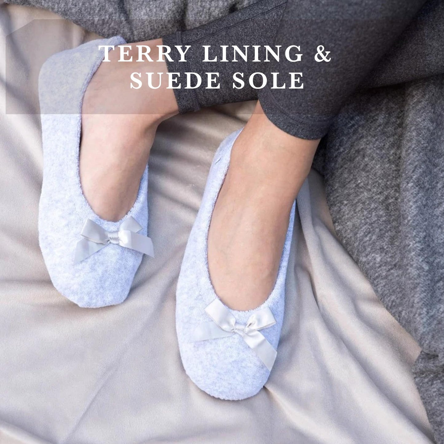 isotoner Women's 2 Pack Ballerina Slipper Quilted and Solid Ballet Flat, Light Grey Quilted, Navy Blue Solid, 9.5-10.5 ๐ All In One Marketplace Canada