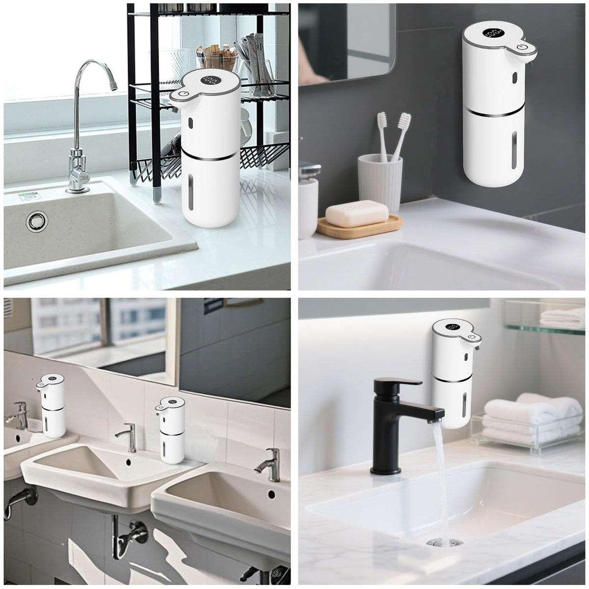 Automatic Liquid Soap Dispenser Touchless, USB Rechargeable Smart Hand Soap Dispenser, 6-Level Adjustable, 12.8oz/380mL Wall Mount for Bathroom Kitchen Dish Soap ๐ All In One Marketplace Canada