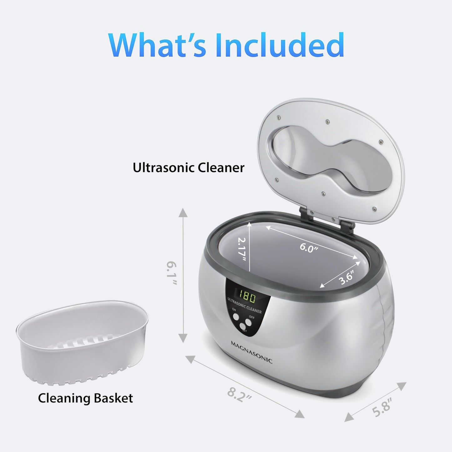 Magnasonic Ultrasonic Cleaner - 20oz Stainless Steel Tank, Digital Timer, 5 Cleaning Modes, Ultrasonic Jewelry Cleaner for All Jewelry, Eyeglasses, Watches, Dentures, Retainers & More ๐ All In One Marketplace Canada