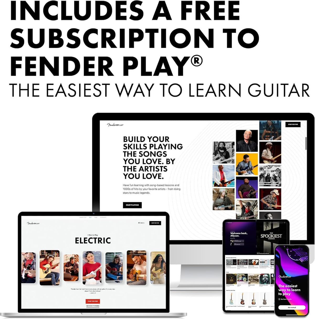 Fender Squier Debut Series Stratocaster Electric Guitar Kit, Beginner Guitar Kit, with 2-Year Warranty, with Padded Gig Bag, Frontman 10G Amp, Strap, and More, Includes Free Lessons, Black ๐ All In One Marketplace Canada