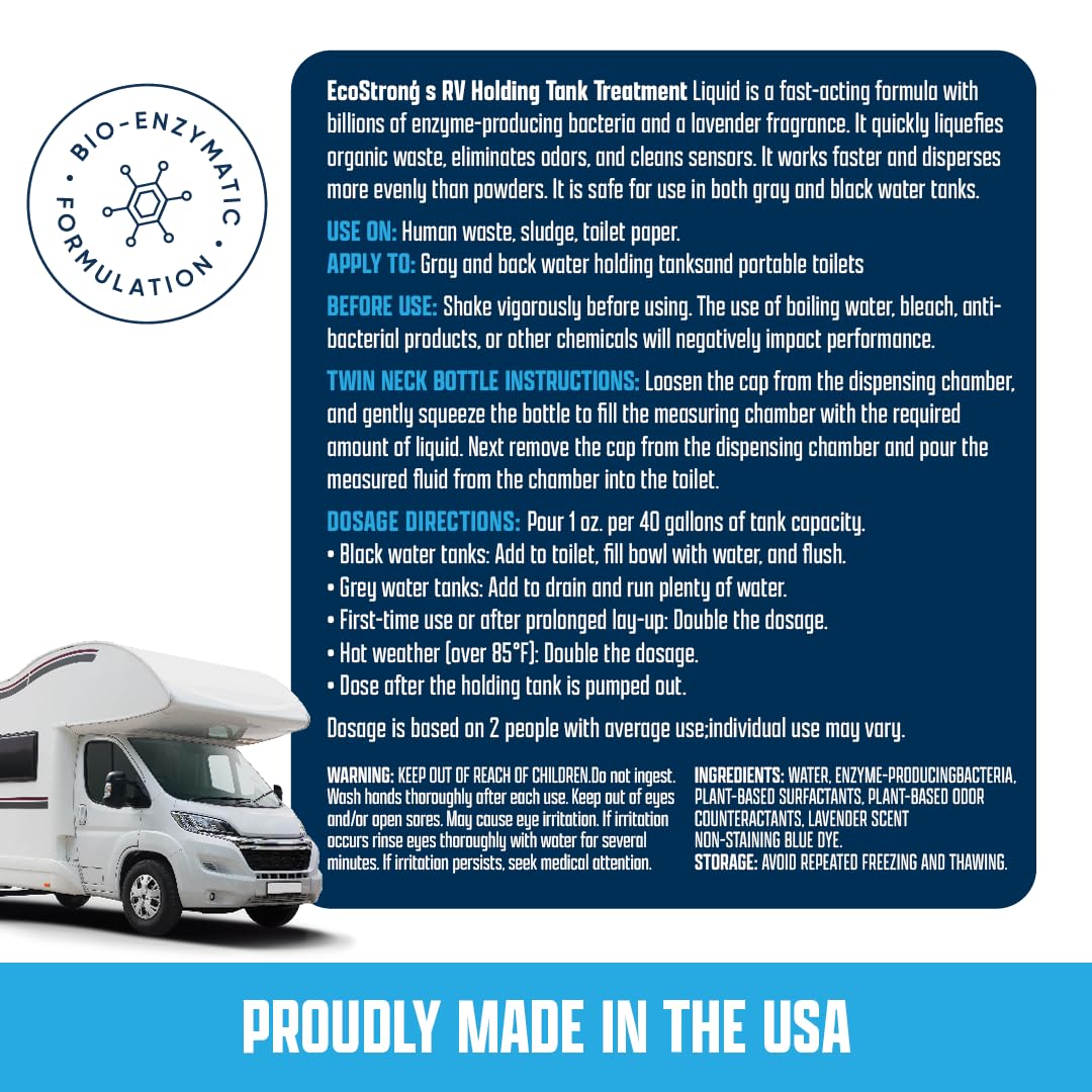Eco Strong RV Toilet Treatment | RV Black Tank Treatment | RV Holding Tank Digestor, Odor Eliminator, and Cleaner | Perfect for Campers, RVs, Boats, 17 Treatments, Lavender ๐ All In One Marketplace Canada