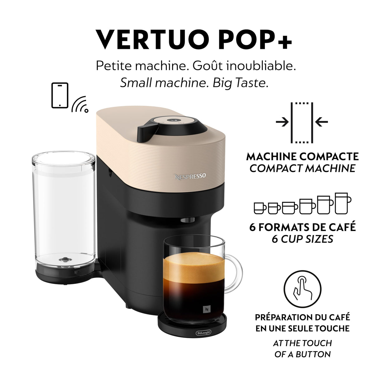Nespresso Vertuo Pop+ Single Serve Coffee and Espresso Machine by De Longhi, Sand Beige ๐ All In One Marketplace Canada
