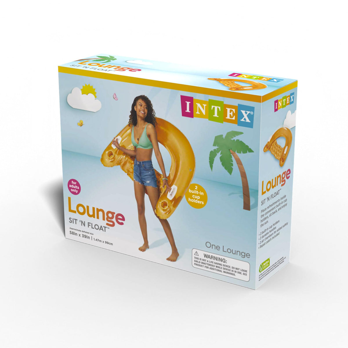 Intex Sit N Float Inflatable Lounge, 60" X 39", (Colors May Vary), 1 Pack ๐ All In One Marketplace Canada