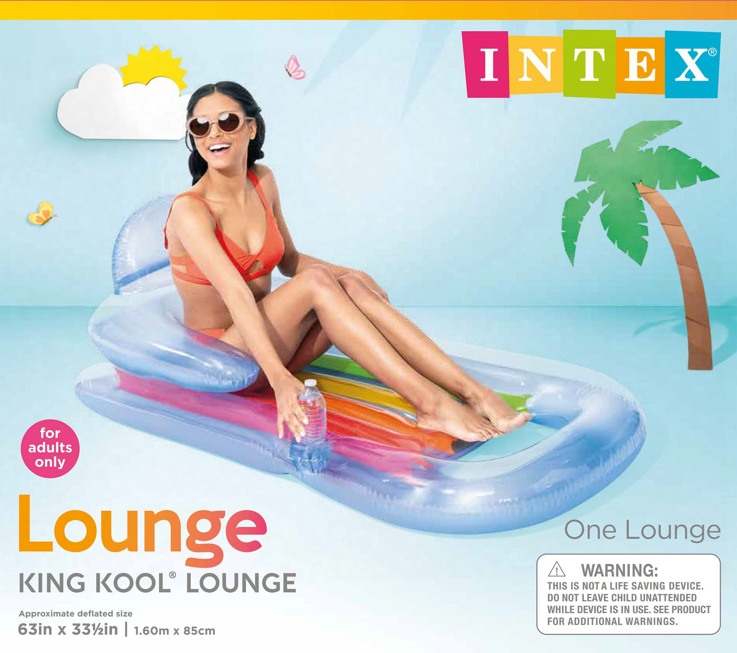 Intex King Kool Inflatable Lounge, 63" X 33.5", (Colors May Vary), 1 Pack ๐ All In One Marketplace Canada
