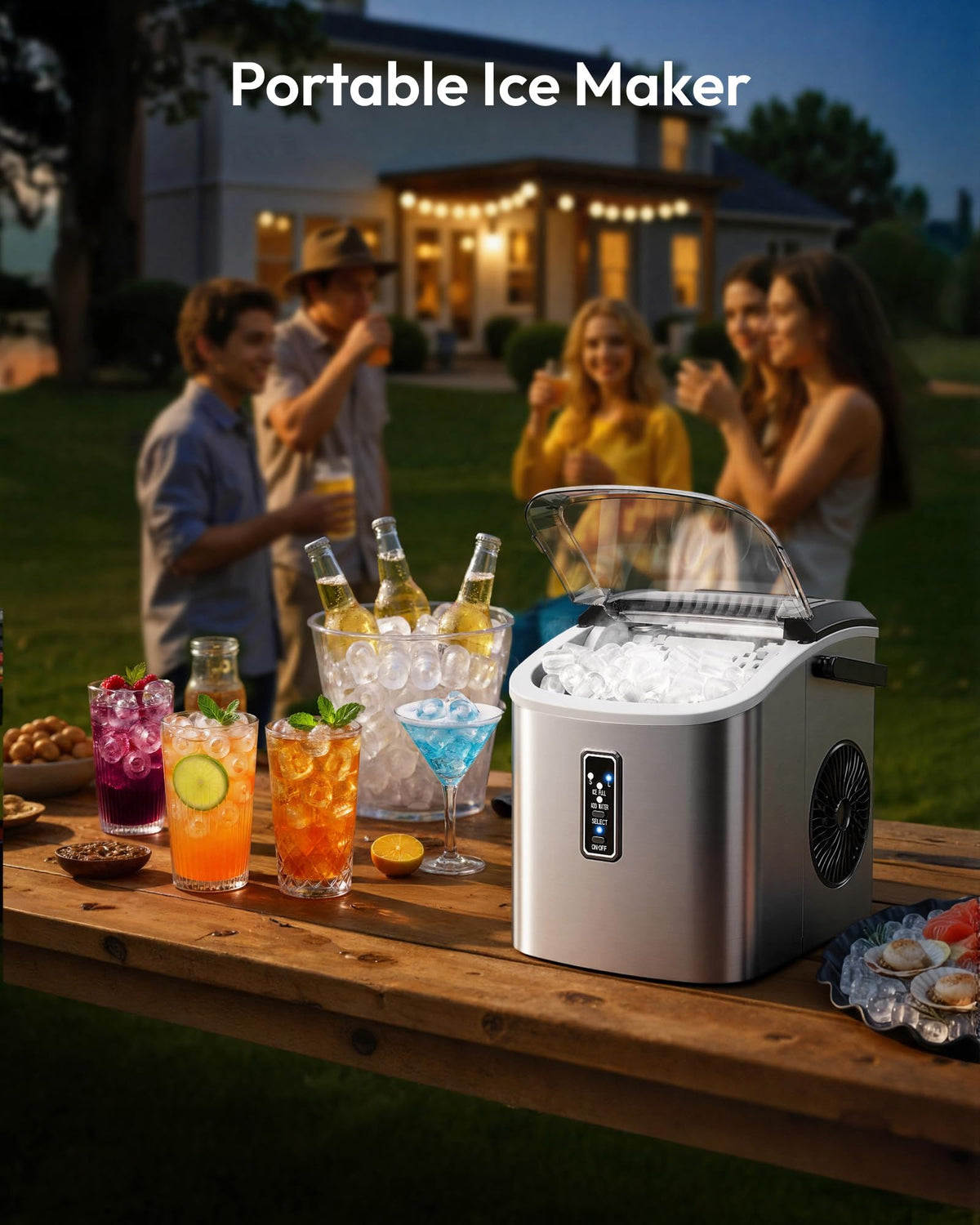EUHOMY Ice Maker Countertop, 9 Cubes Ready in 6 Mins, 26lbs/24H, Self-Cleaning, Portable Ice Maker Machine with Carry Handle, Basket and Scoop, 2 Sizes of Bullet Ice for Home, Kitchen, Office ๐ All In One Marketplace Canada