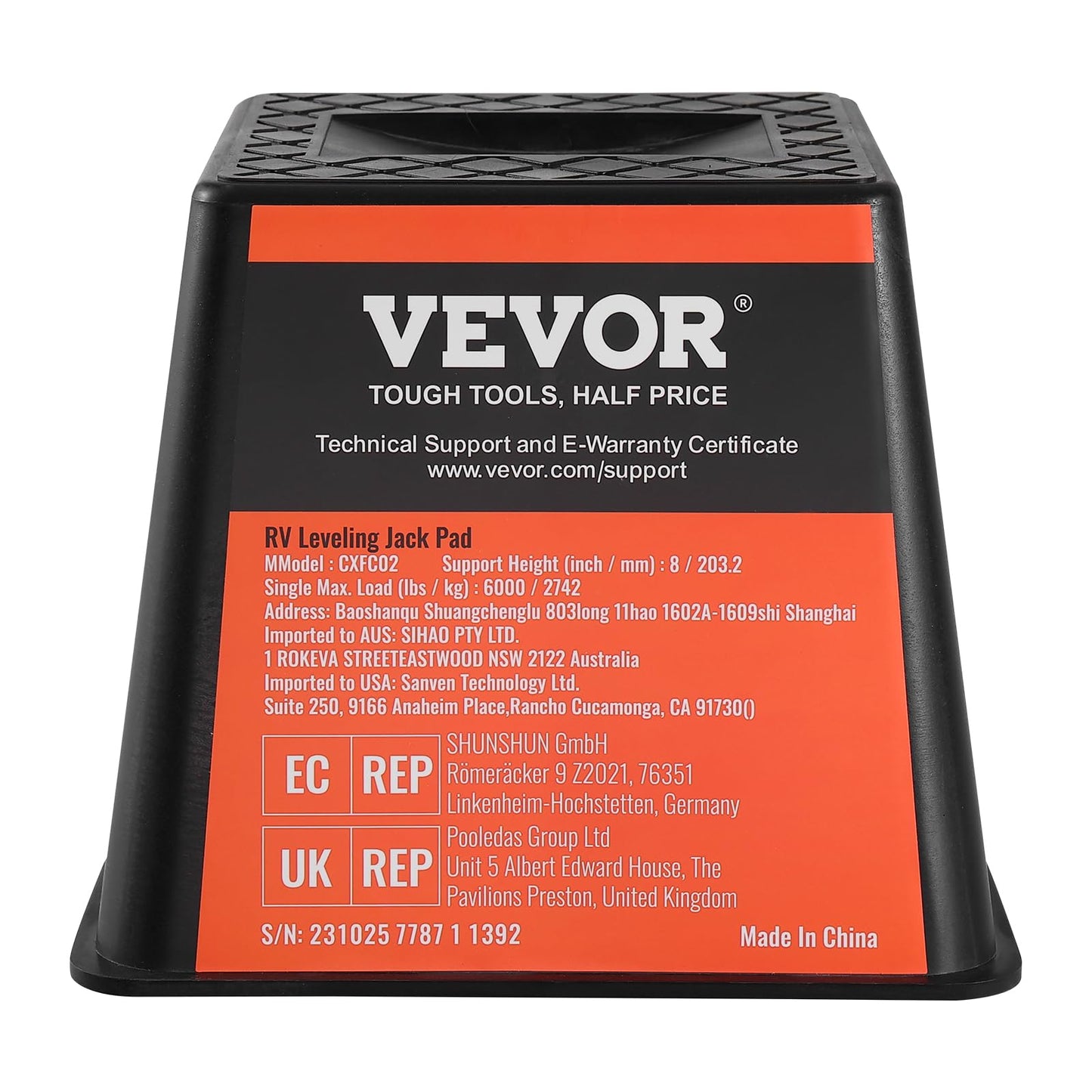 VEVOR Trailer Jack Block, 6000 lbs Capacity per RV Leveling Block, Polypropylene RV Camper Stabilizer Blocks, RV Travel Accessories Use for Any Tongue Jack, Post, Foot, 5th Wheels, 4-Pack ๐ All In One Marketplace Canada