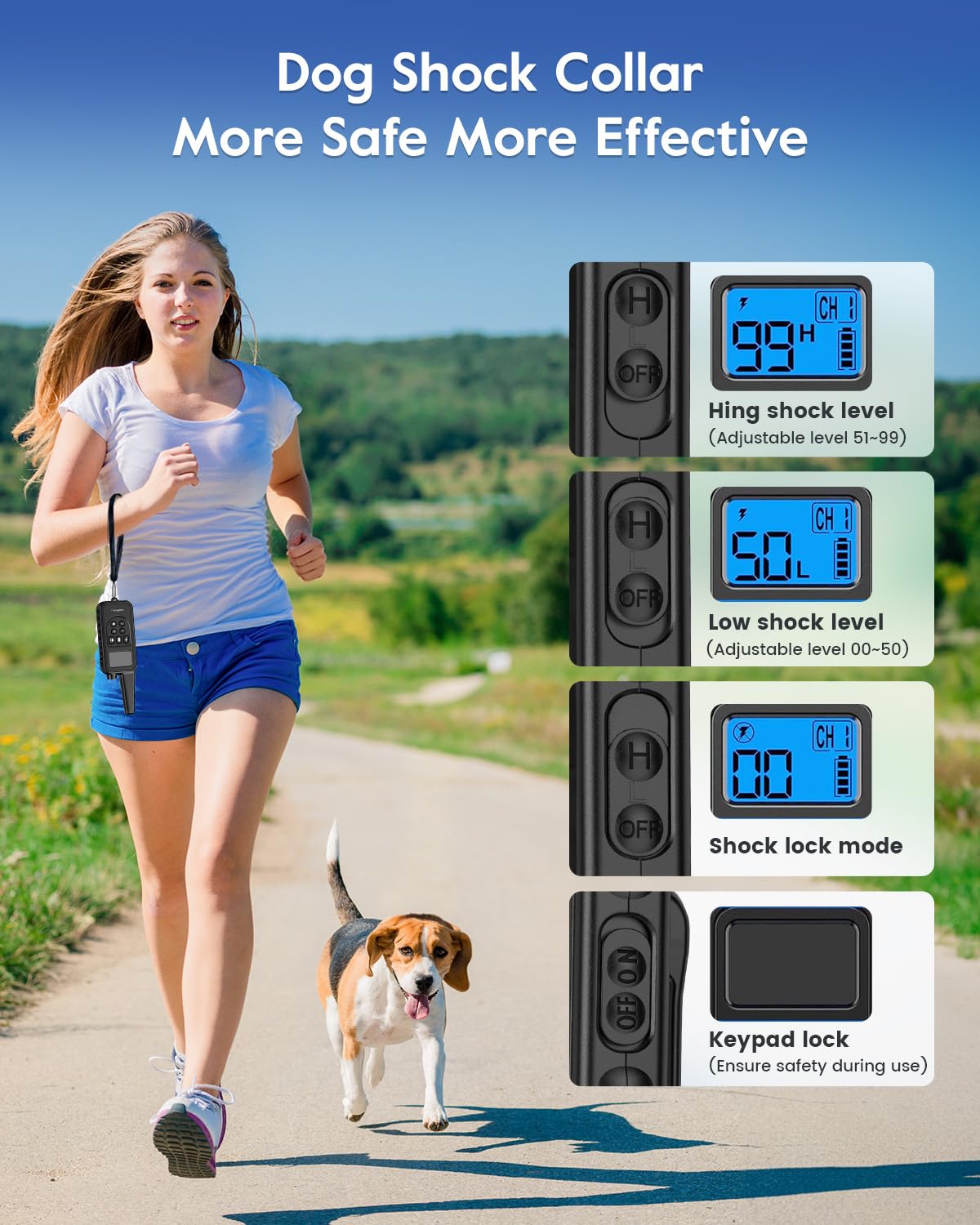 SLOPEHILL Dog Training Collar with Remote,4200Ft Electronic Shock Collars,Waterproof E-Collar Featuring Beep,Vibration,Shock,Light and Keypad Lock Mode,fit for Small Medium Large Dogs (Green) ๐ All In One Marketplace Canada