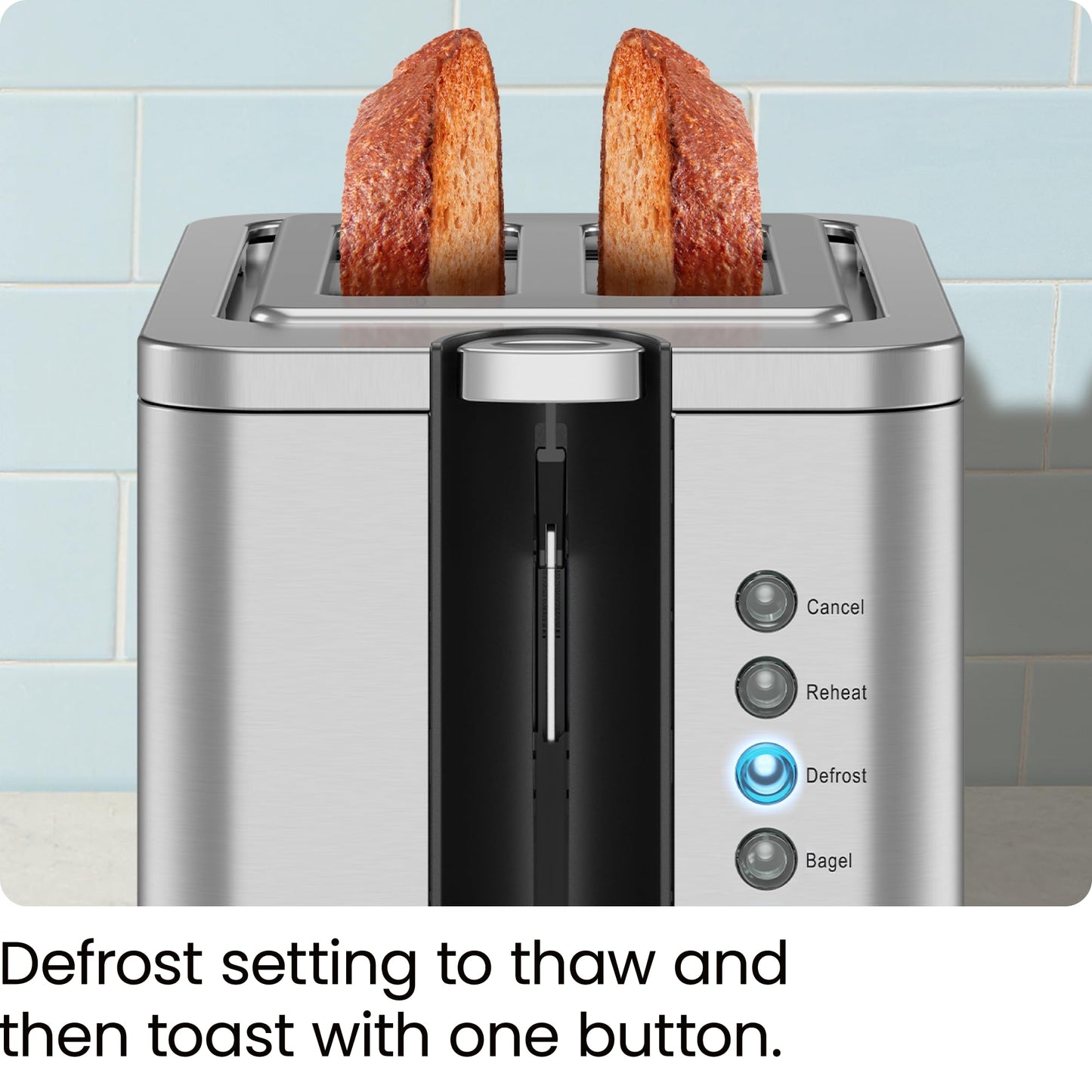 Chefman 2-Slice Pop-Up Stainless Steel Toaster w/ 7 Shade Settings, Extra Wide Slots for Toasting Bagels, Defrost/Reheat/Cancel Functions, Removable Crumb Tray, 850W, 120V, Silver ๐ All In One Marketplace Canada