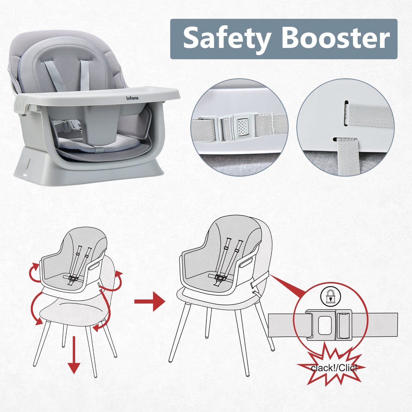 INFANS 8 in 1 Baby High Chair, Convertible Highchair for Babies and Toddlers, Infant Dining Booster Seat, Building Block Table, Kids Stool Table Chair Set with Removable Tray (Grey) ๐ All In One Marketplace Canada