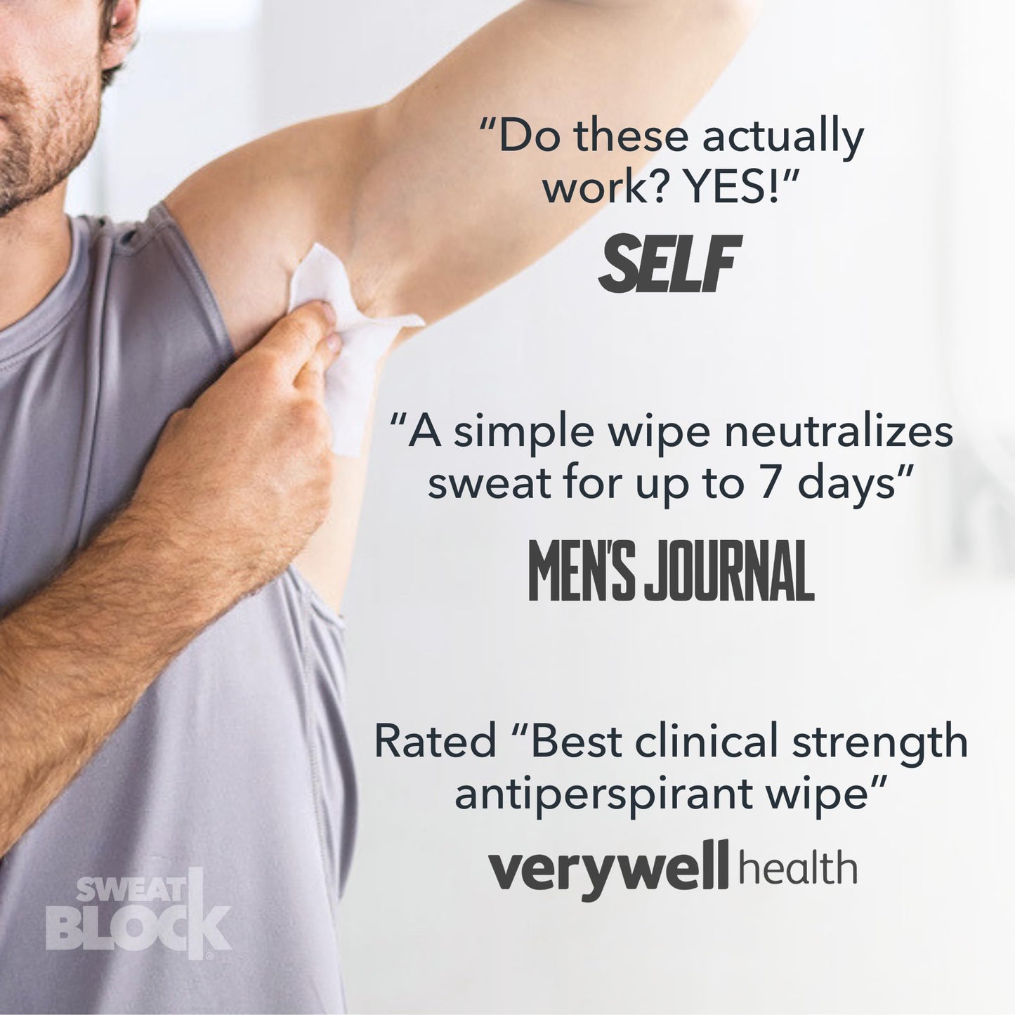 SweatBlock Clinical Strength Antiperspirant Wipes- Treat Hyperhidrosis & Excessive Sweating - Up to 7 Days Protection Per Wipe - 10 count - Unisex ๐ All In One Marketplace Canada