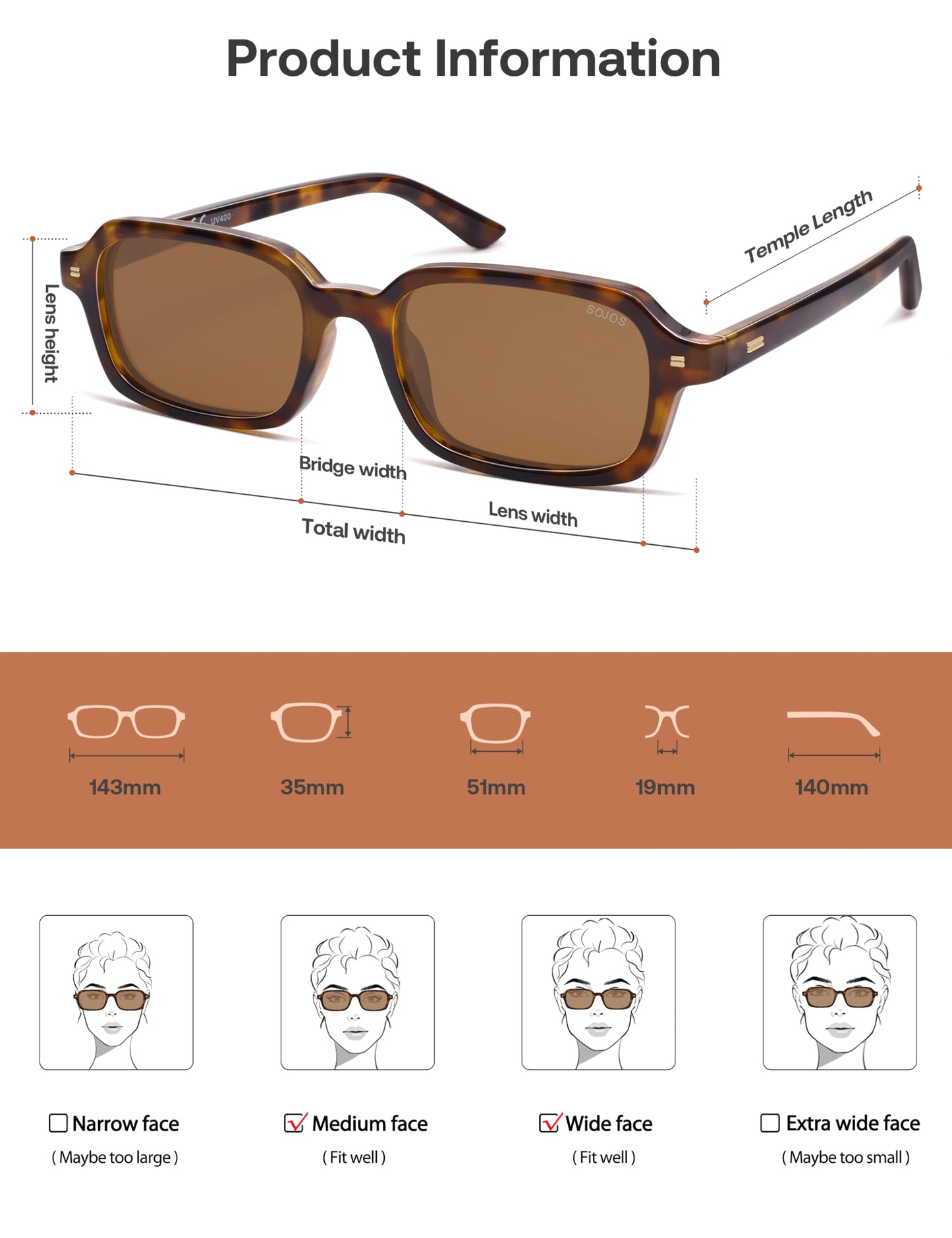 SOJOS Trendy Rectangle Polarized Sunglasses Womens Mens, Small Retro Fashion Thin Slim Square Sunnies SJ2610, Brown Tortoise/Brown ๐ All In One Marketplace Canada