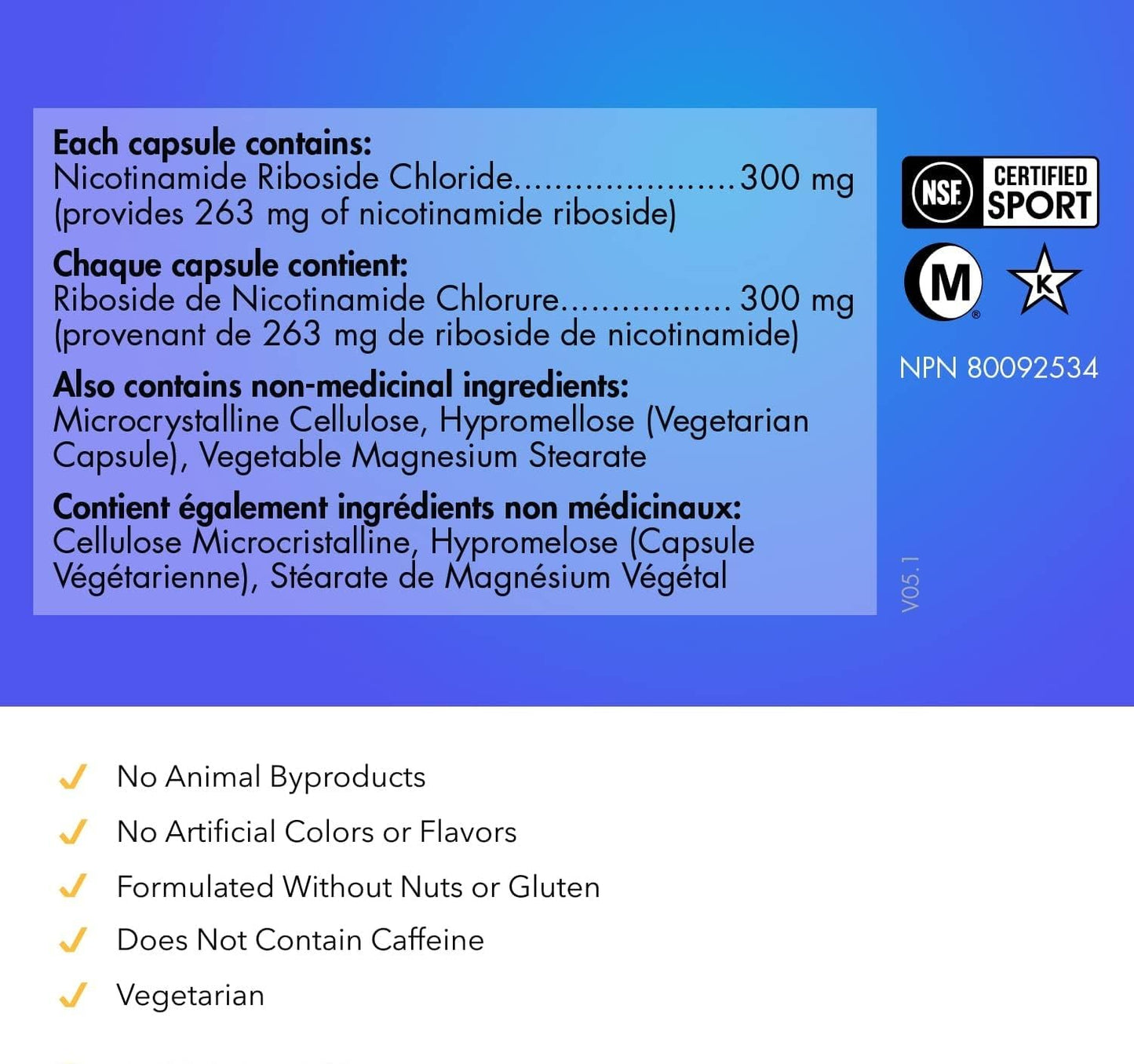 NAD Supplement 300mg per Serving - 30 Day Supply, Clinically Proven to Increase NAD+, Patented Nicotinamide Riboside, Cellular Health & Energy Metabolism, Health Canada Licenced, 30 Capsules ๐ All In One Marketplace Canada