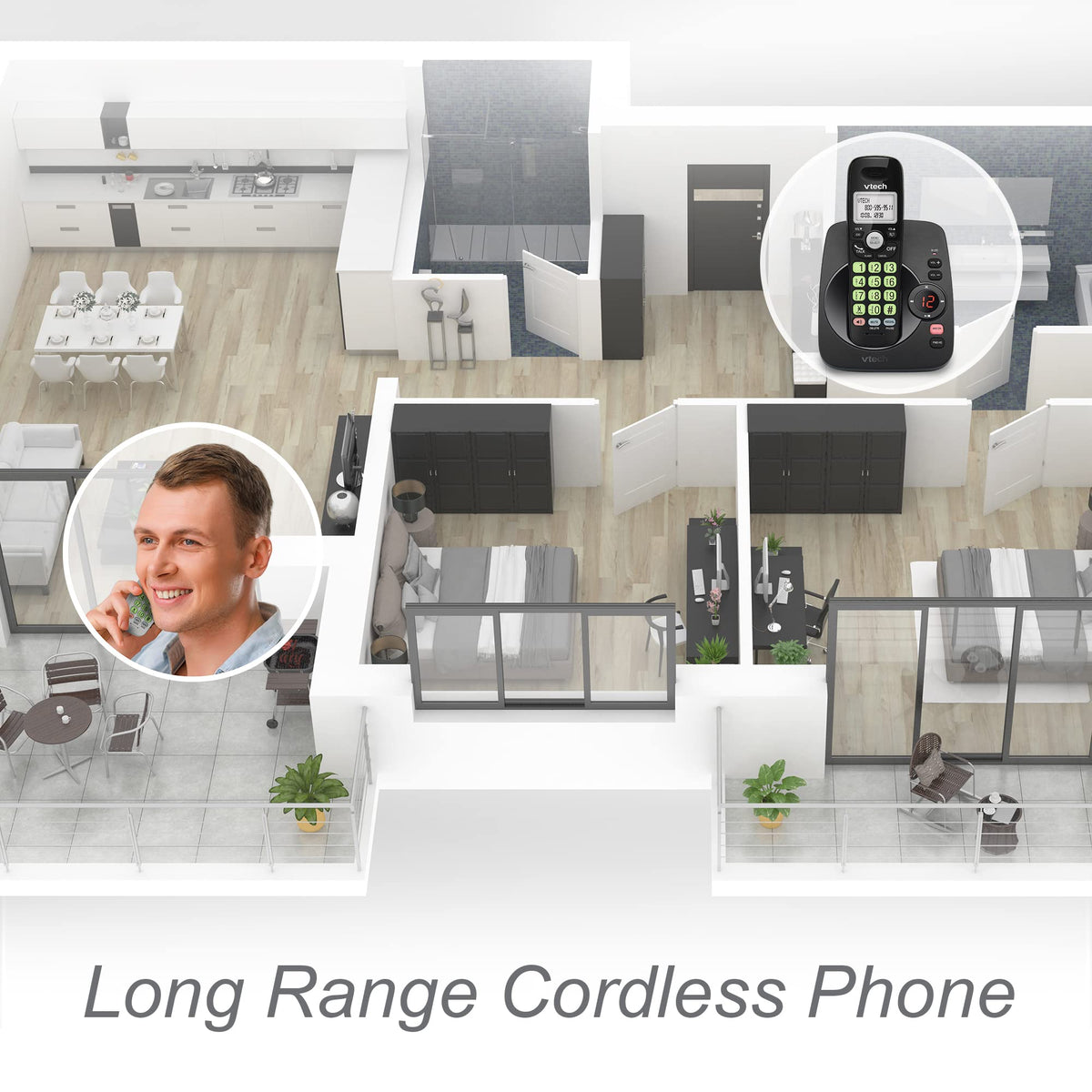 VTech VG104-11 DECT 6.0 Cordless Phone for Home with Answering Machine, Blue-White Backlit Display, Backlit Buttons, Full Duplex Speakerphone, Caller ID/Call Waiting, Reliable 1000 ft Range (Black) đ All In One Marketplace Canada