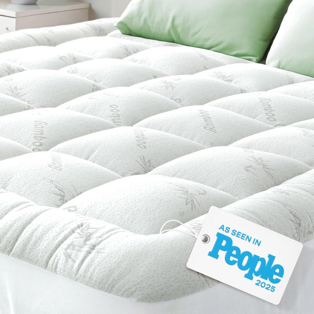 Bamboo Mattress Topper King Size - Thick Cooling Breathable Pillow Top Mattress Pad for Back Pain Relief - Deep Pocket Topper Fits 8-20 Inches (78x80 Inches, White) 🍁 All In One Marketplace Canada